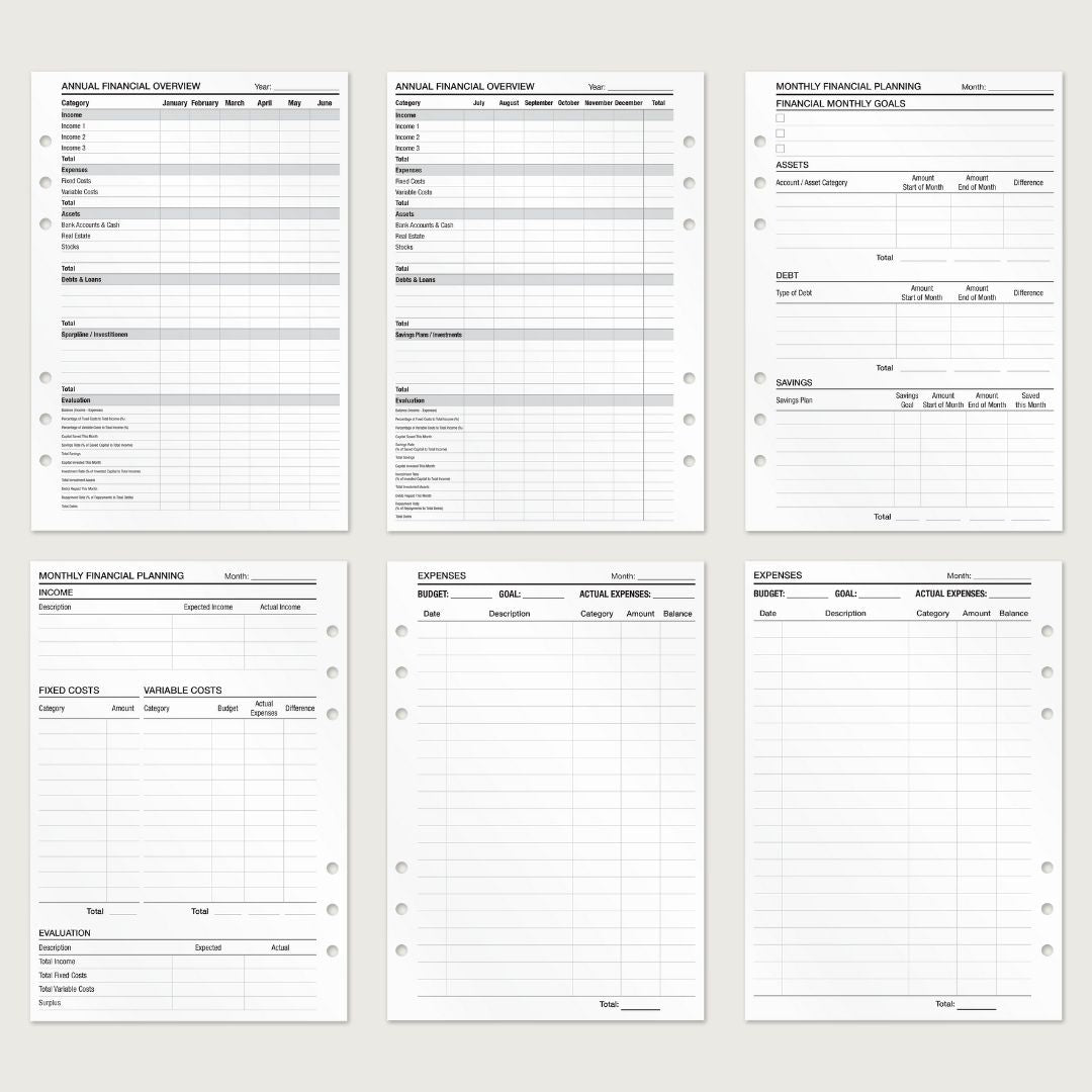 Financial Planning - Insert Sheets (English)