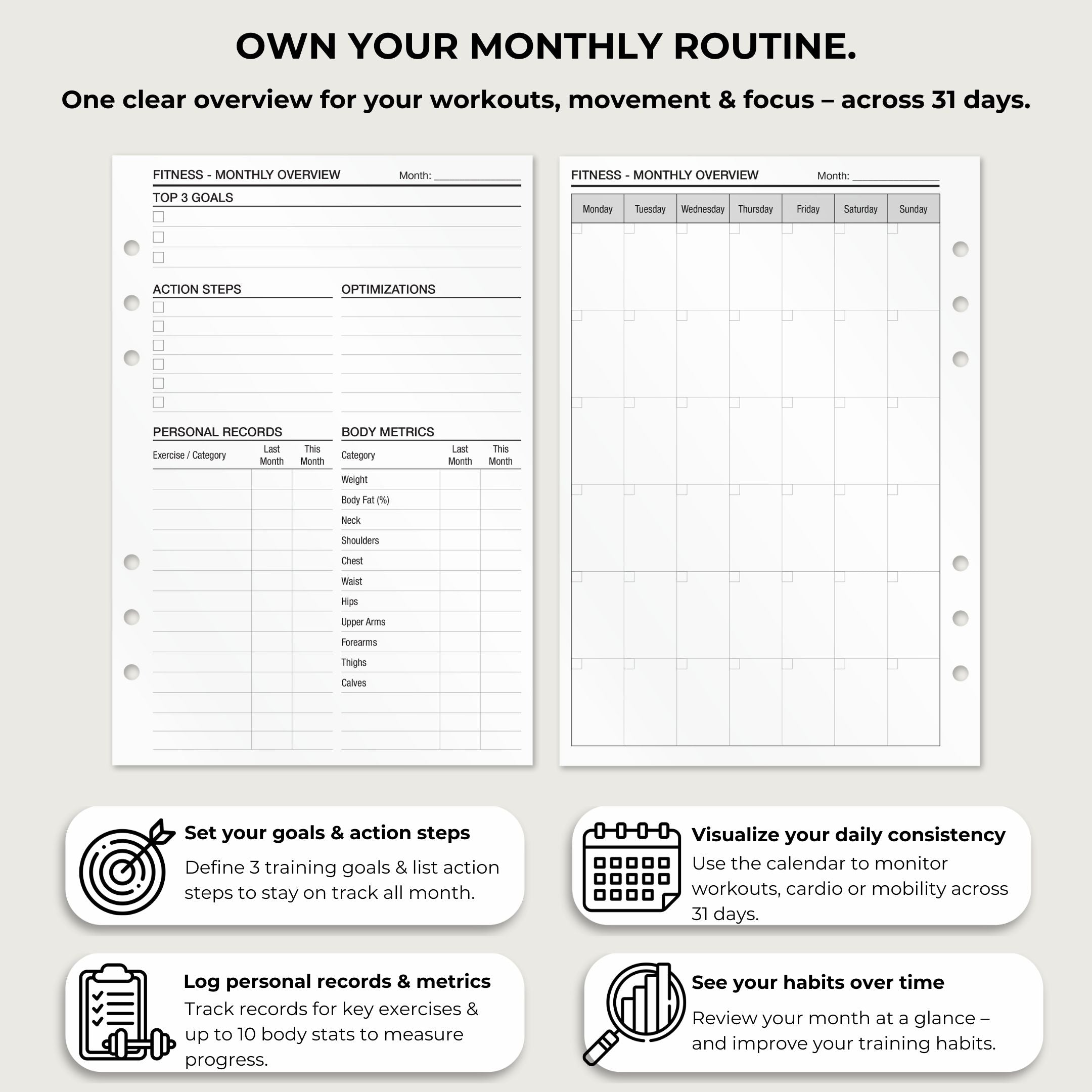 Fitness Overview - Insert Sheets (English)