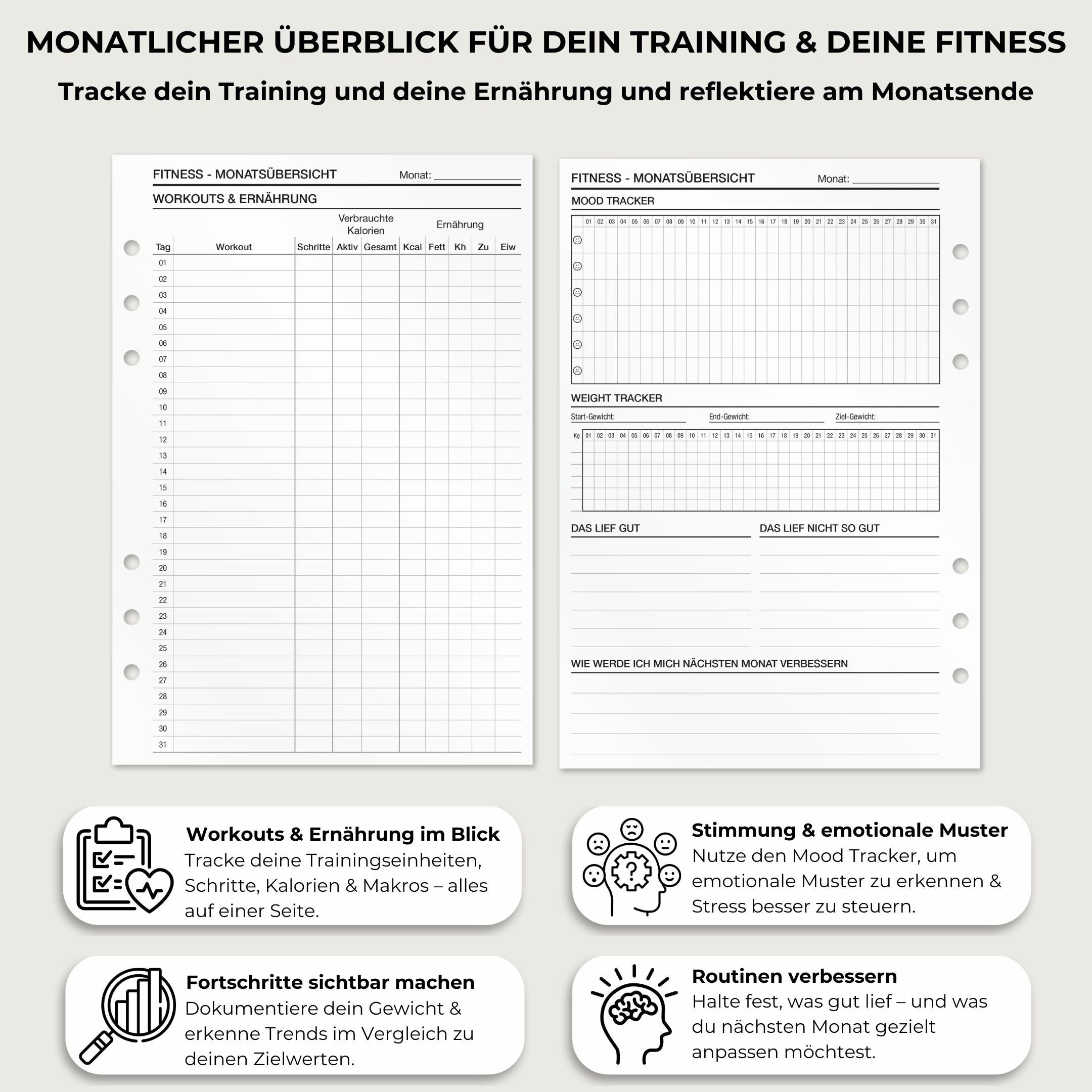 Fitnessübersicht - Einlagen (Deutsch)