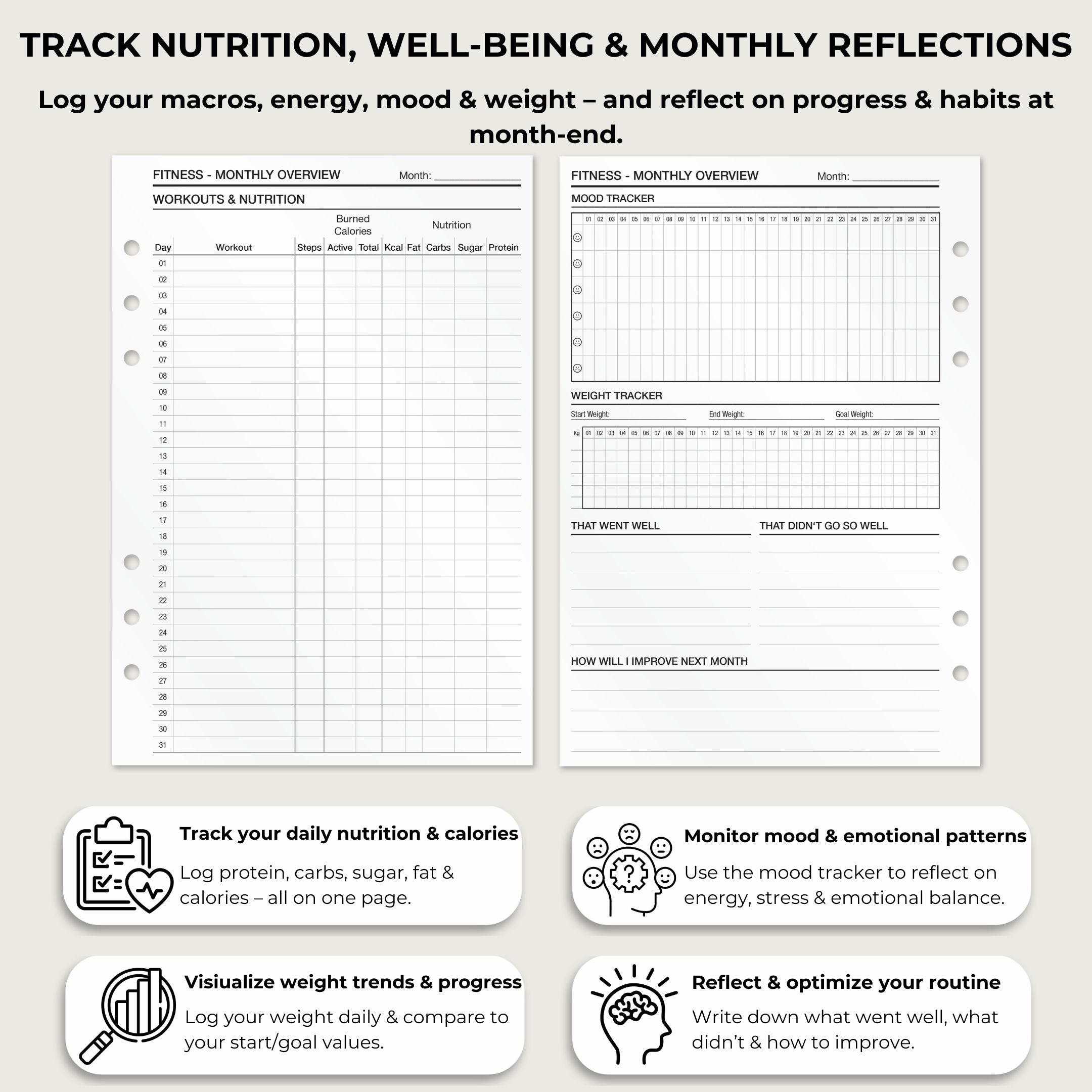 Fitness Overview - Insert Sheets (English)