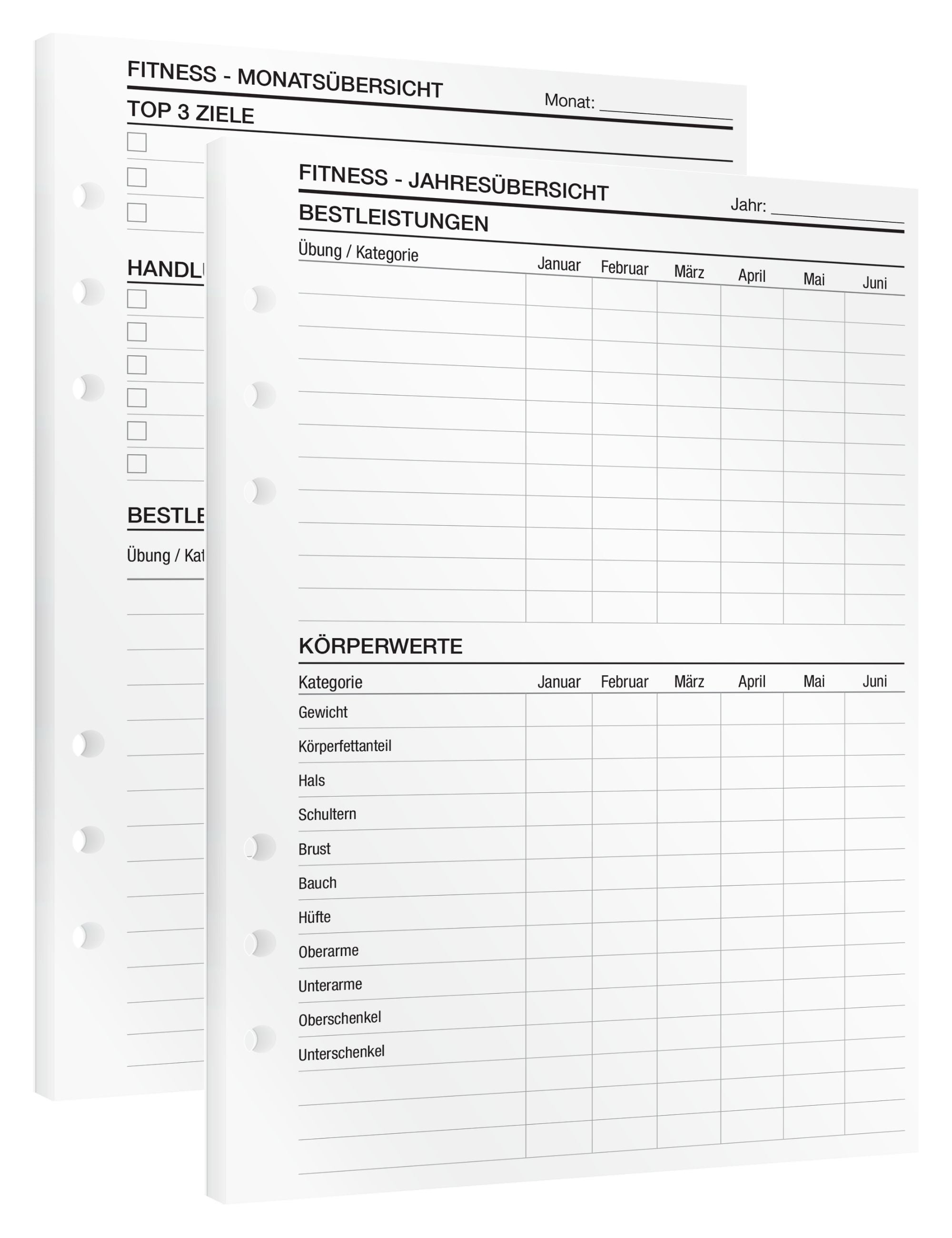 Fitnessübersicht - Einlagen (Deutsch)