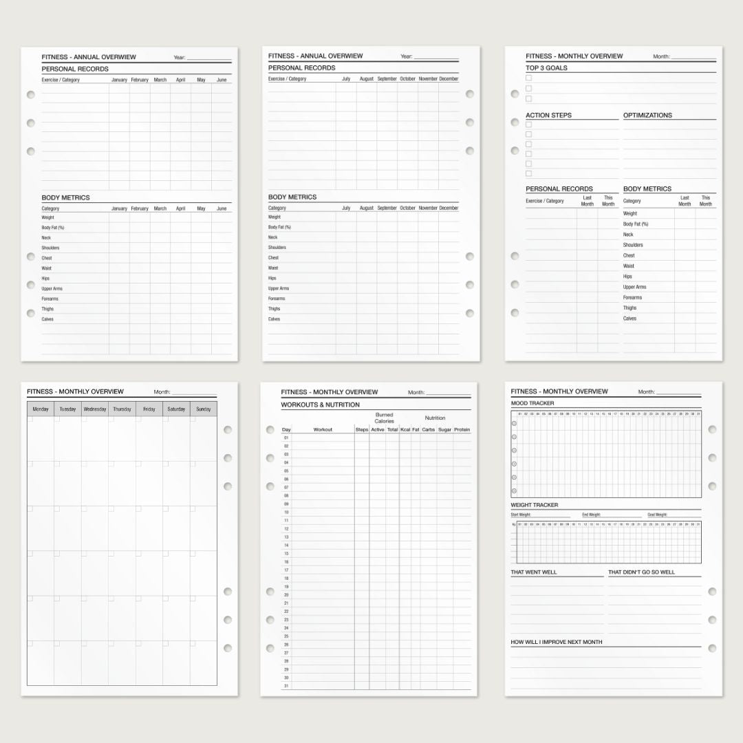 Fitness Overview - Insert Sheets (English)