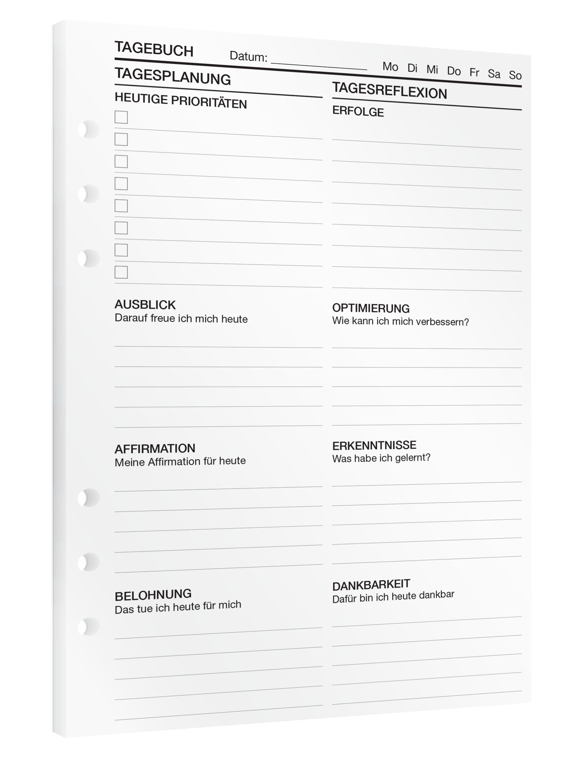 Journal / Tagebuch - Einlagen (Deutsch)