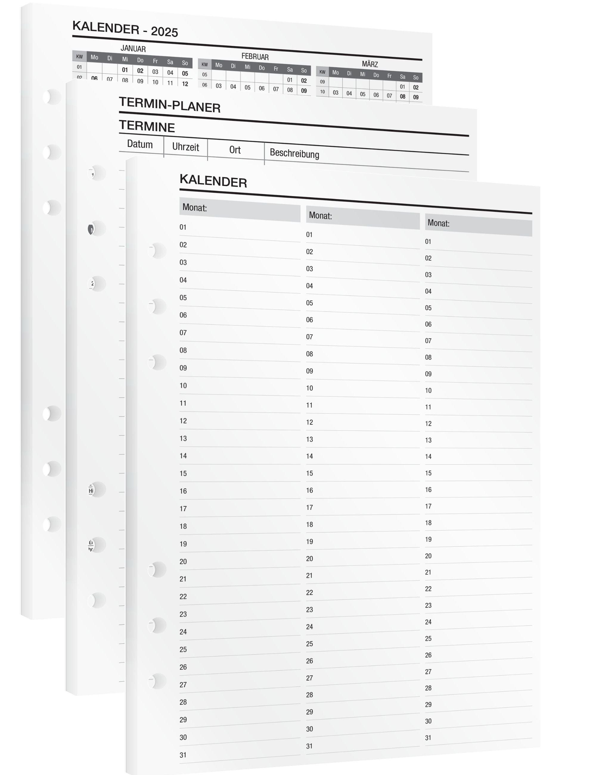 Kalender & Terminlisten - Einlagen (Deutsch)