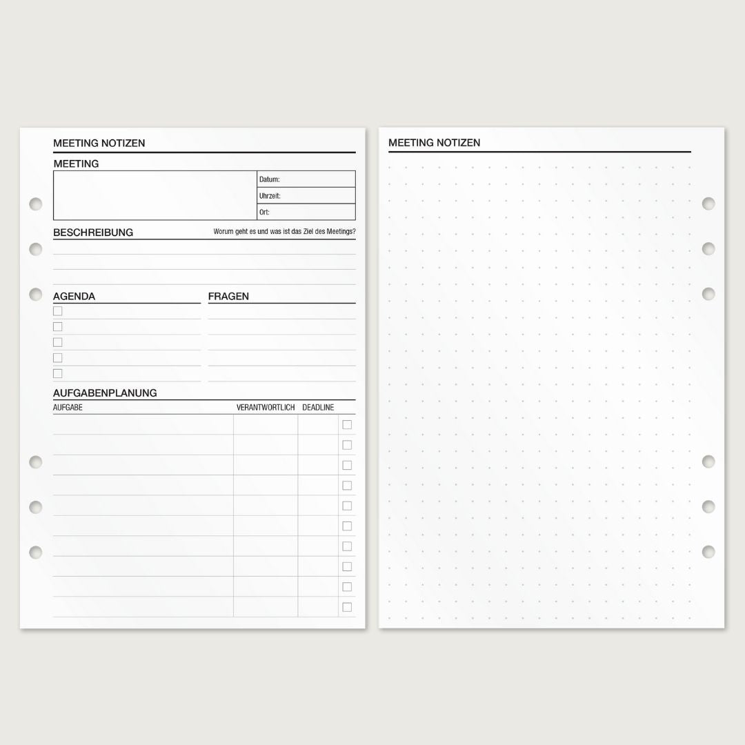 Meeting Notizen - Einlagen (Deutsch)