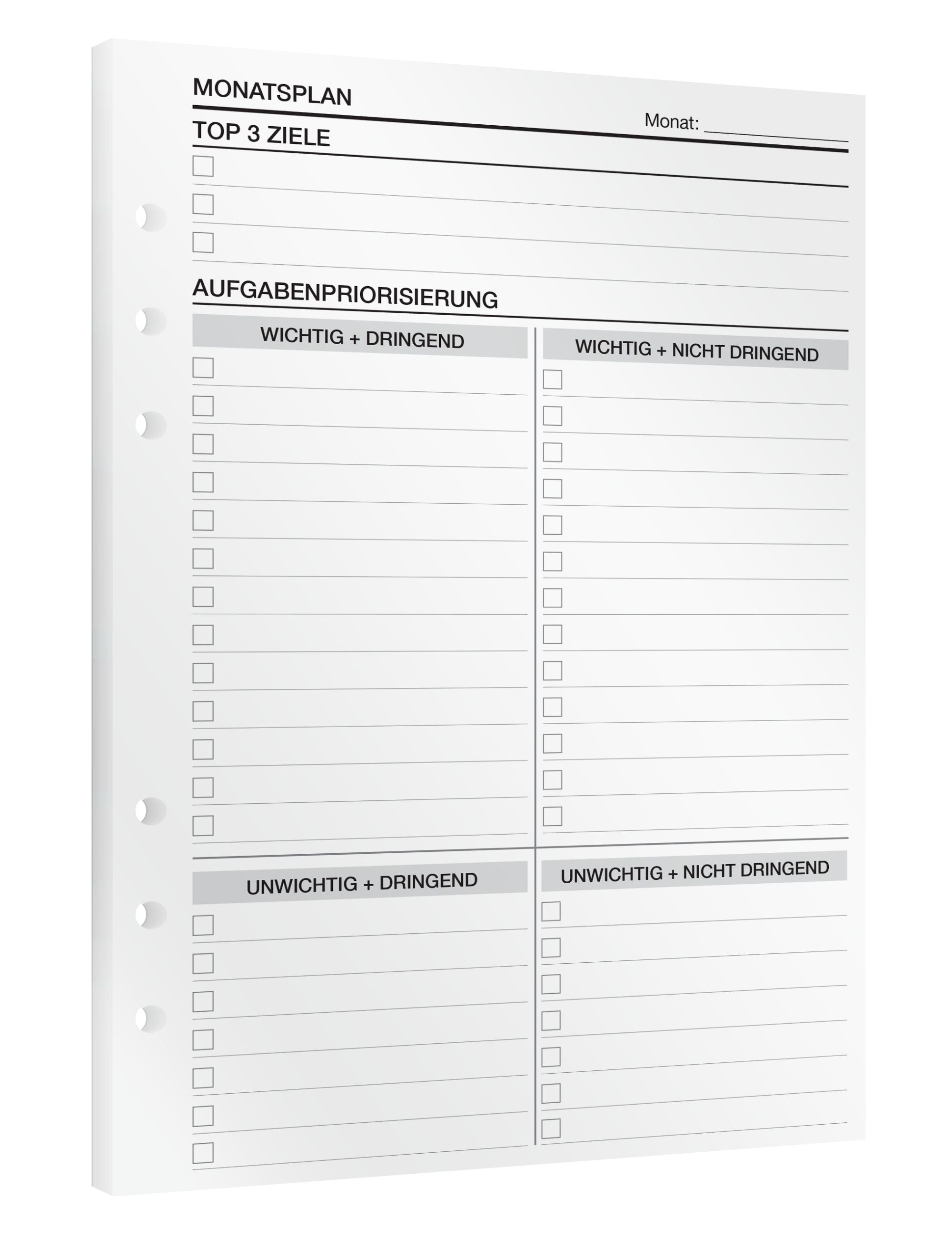 Monatsplanung - Einlagen (Deutsch)