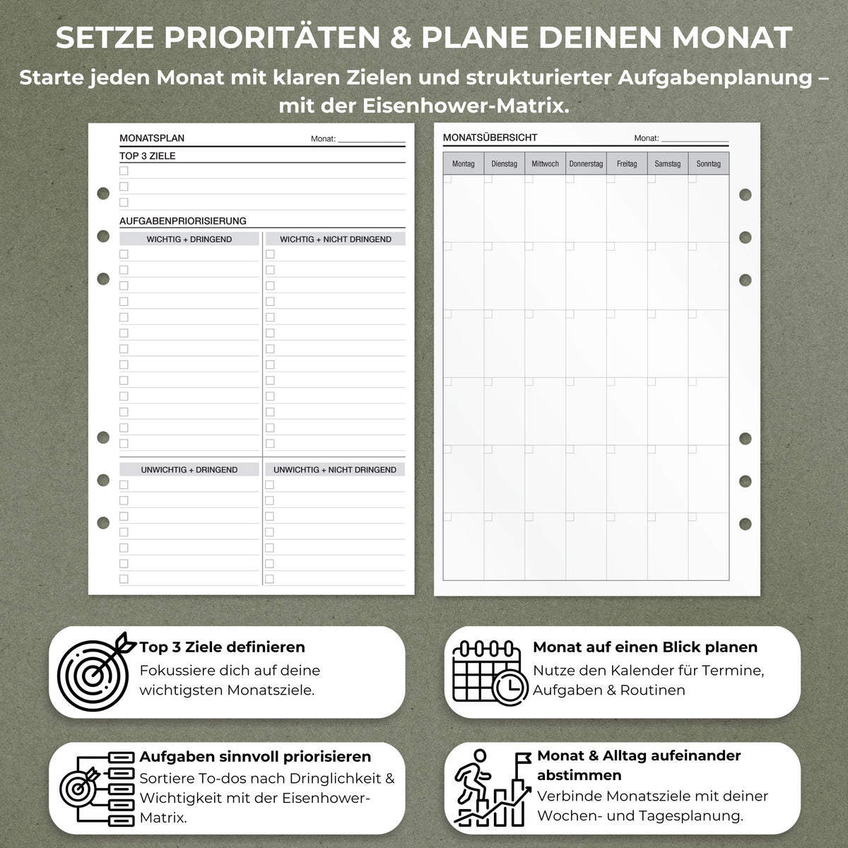 Monatsplanung - Einlagen (Deutsch)