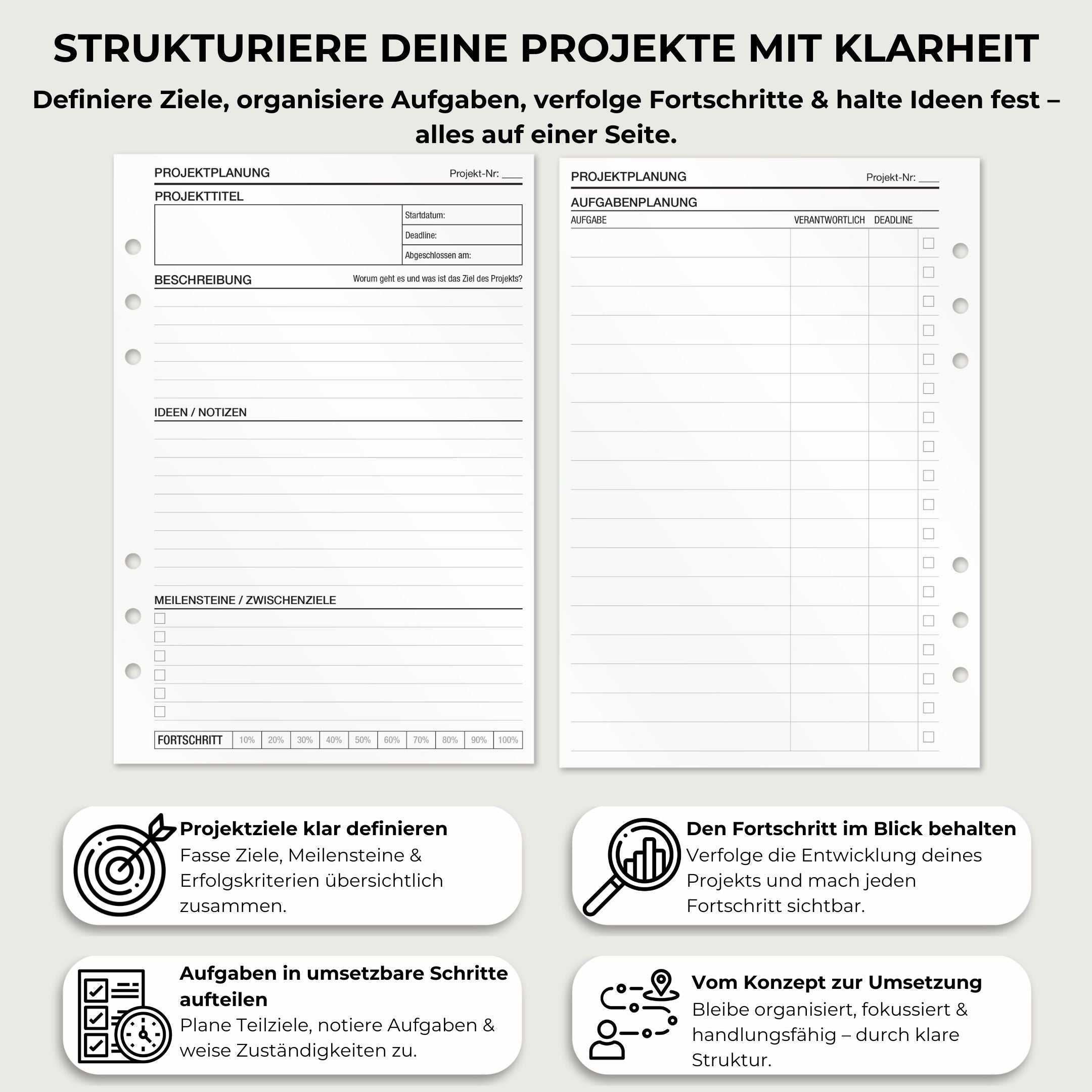 Projektplanung - Einlagen (Deutsch)