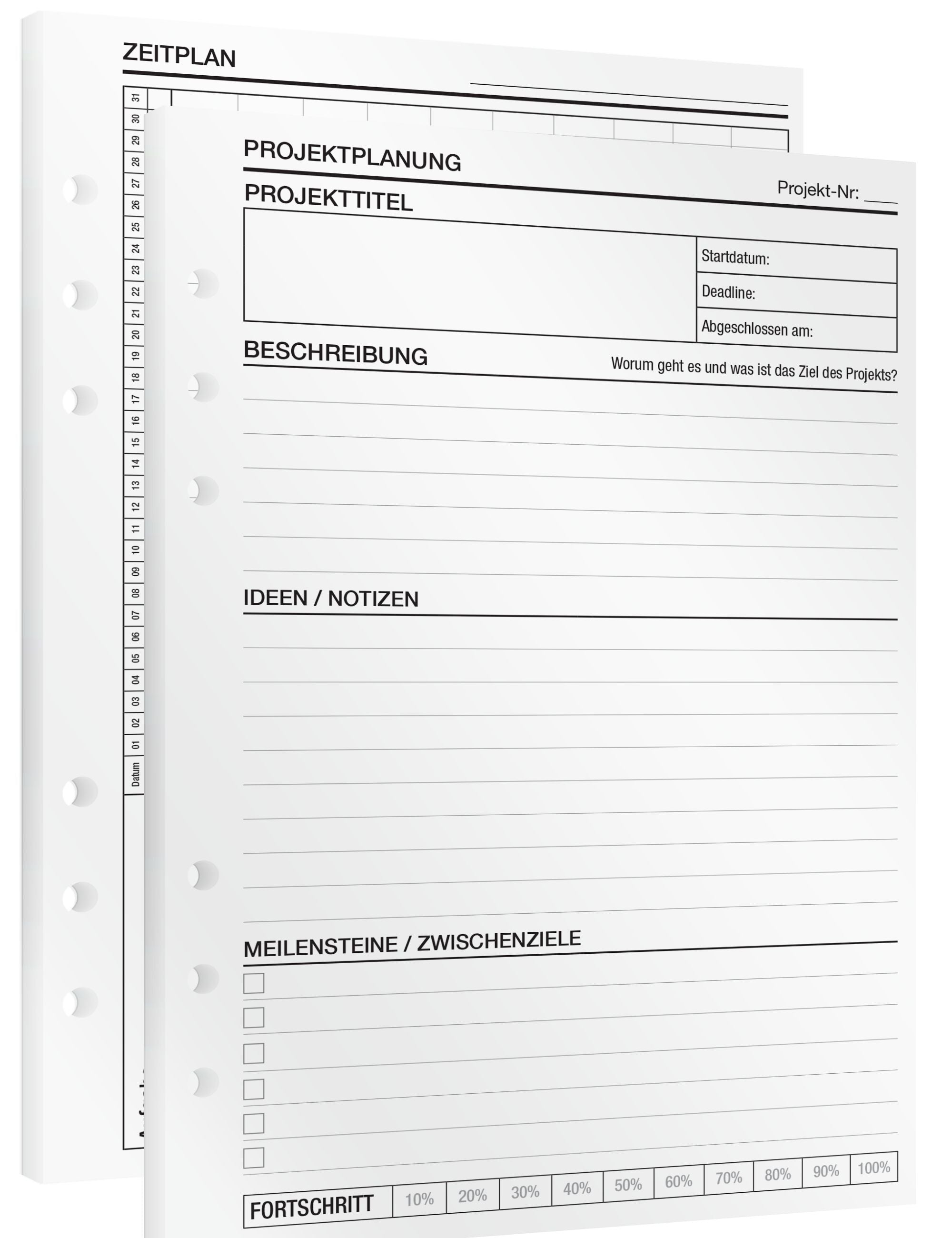 Projektplanung - Einlagen (Deutsch)