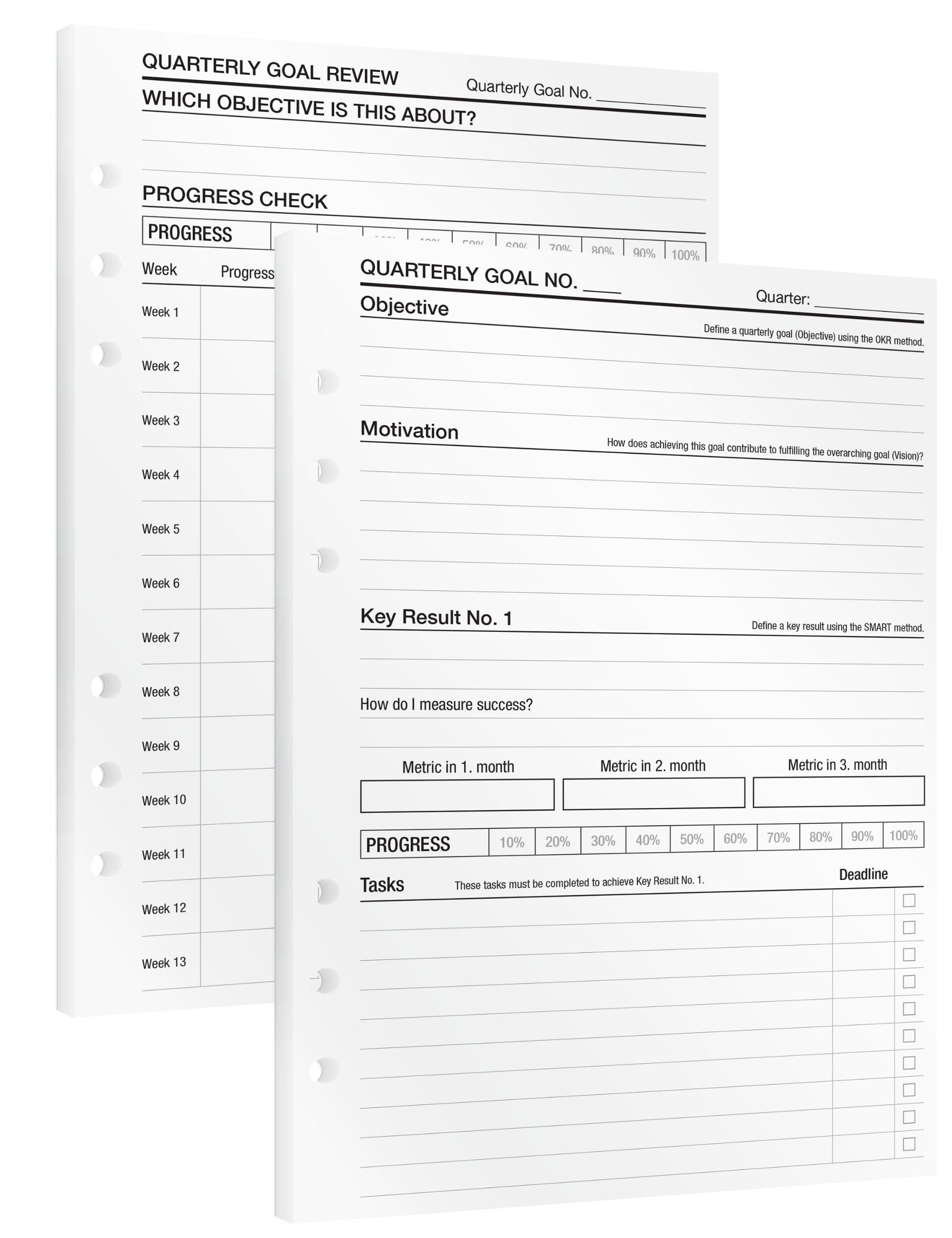 Quarterly Objectives - Insert Sheets (English)