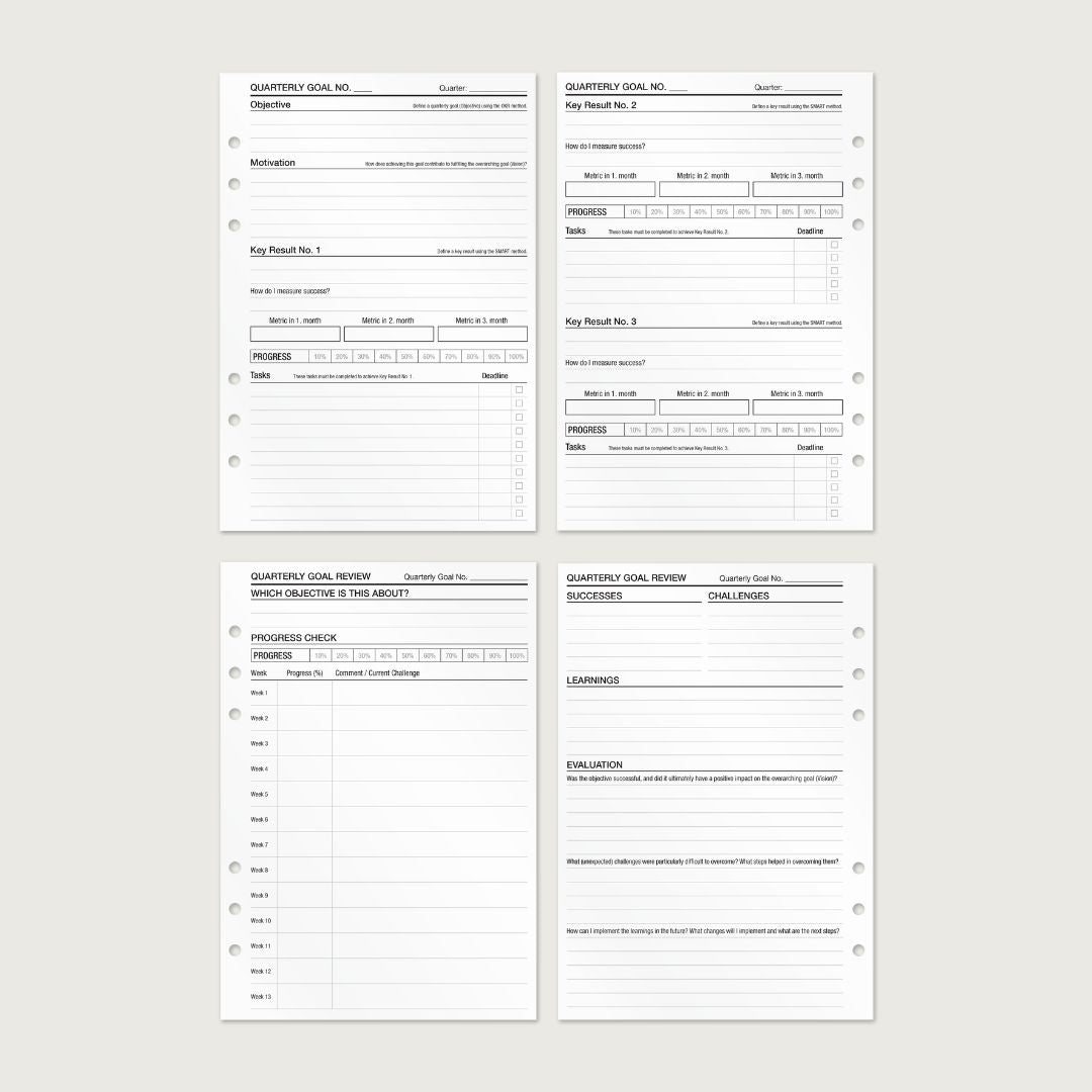 Quarterly Objectives - Insert Sheets (English)