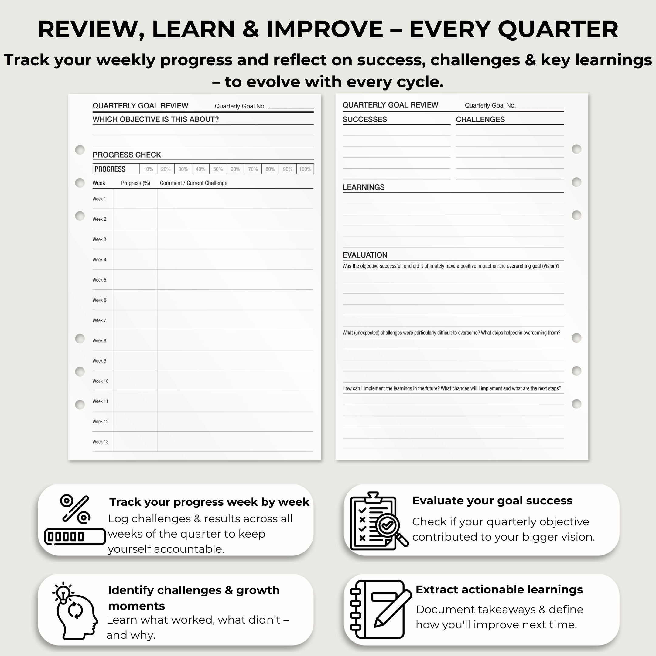 Quarterly Objectives - Insert Sheets (English)