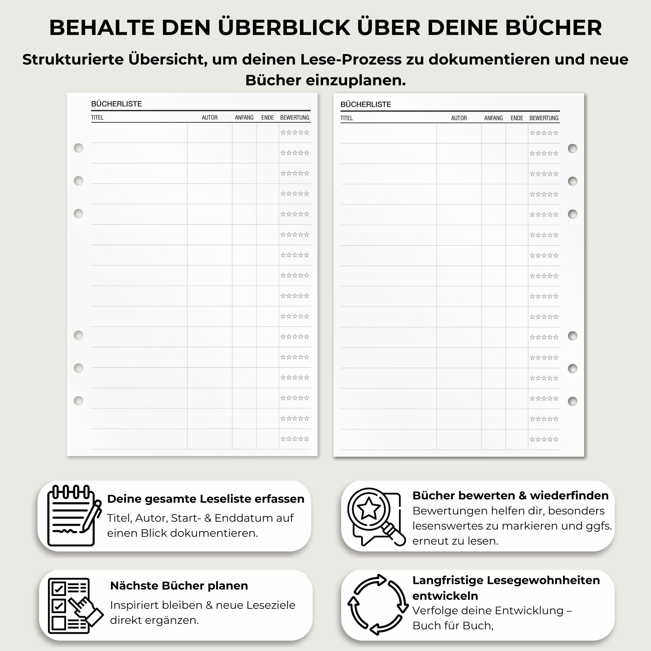 Lesenotizen - Einlagen (Deutsch)