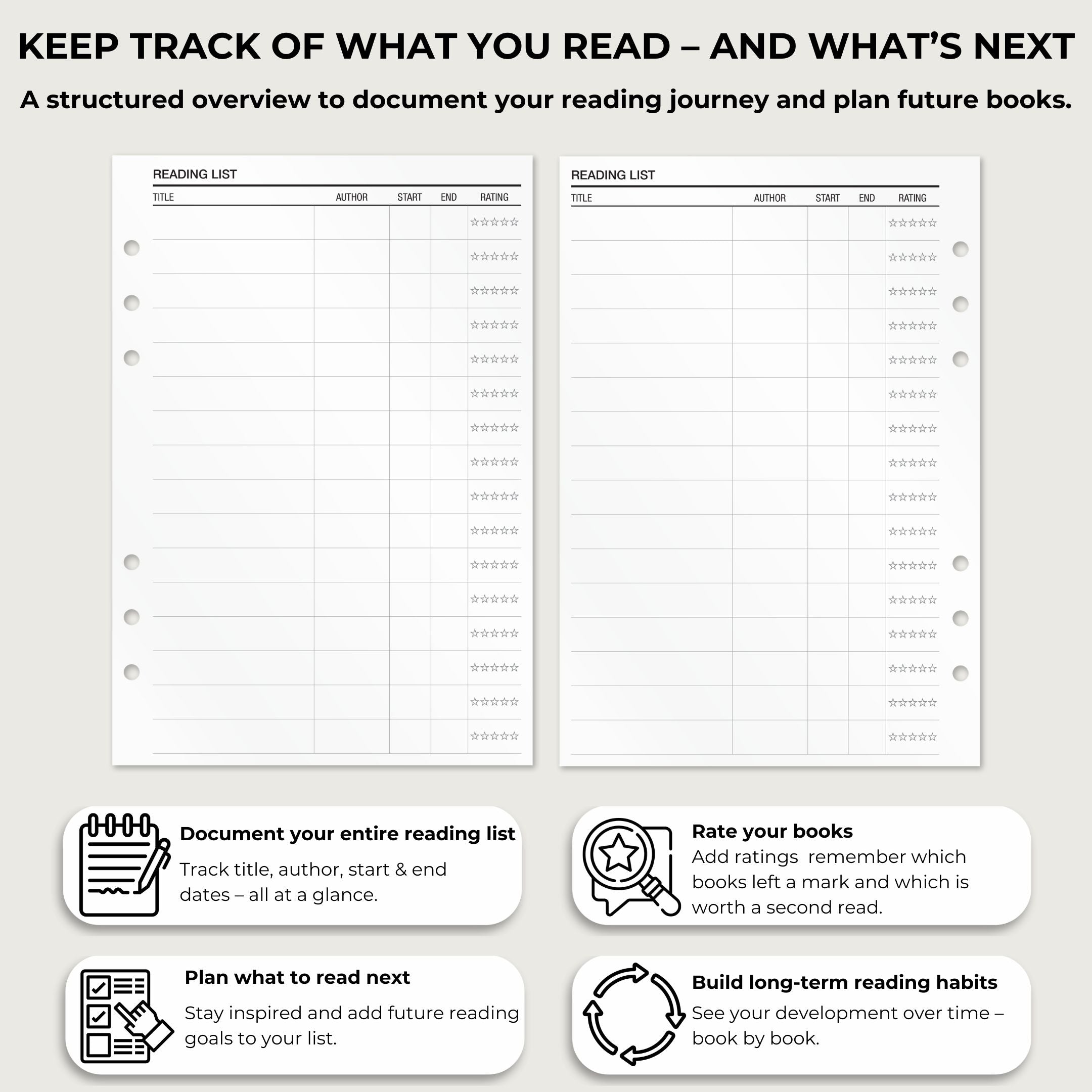 Reading Notes - Insert Sheets (English)