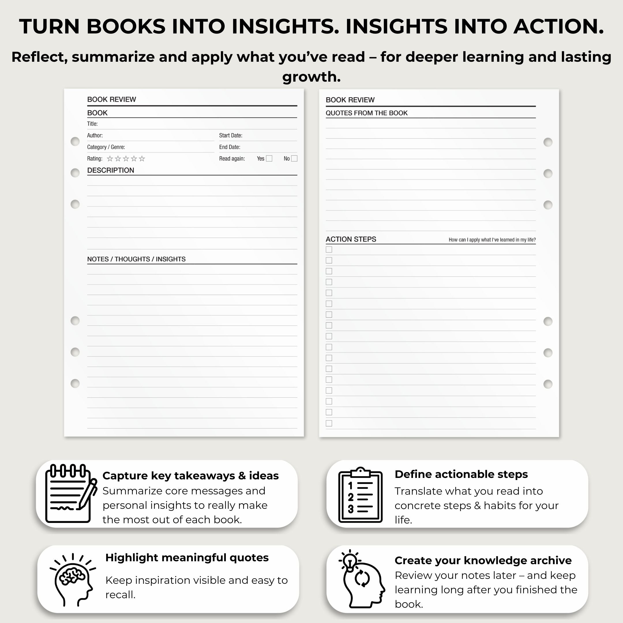 Reading Notes - Insert Sheets (English)