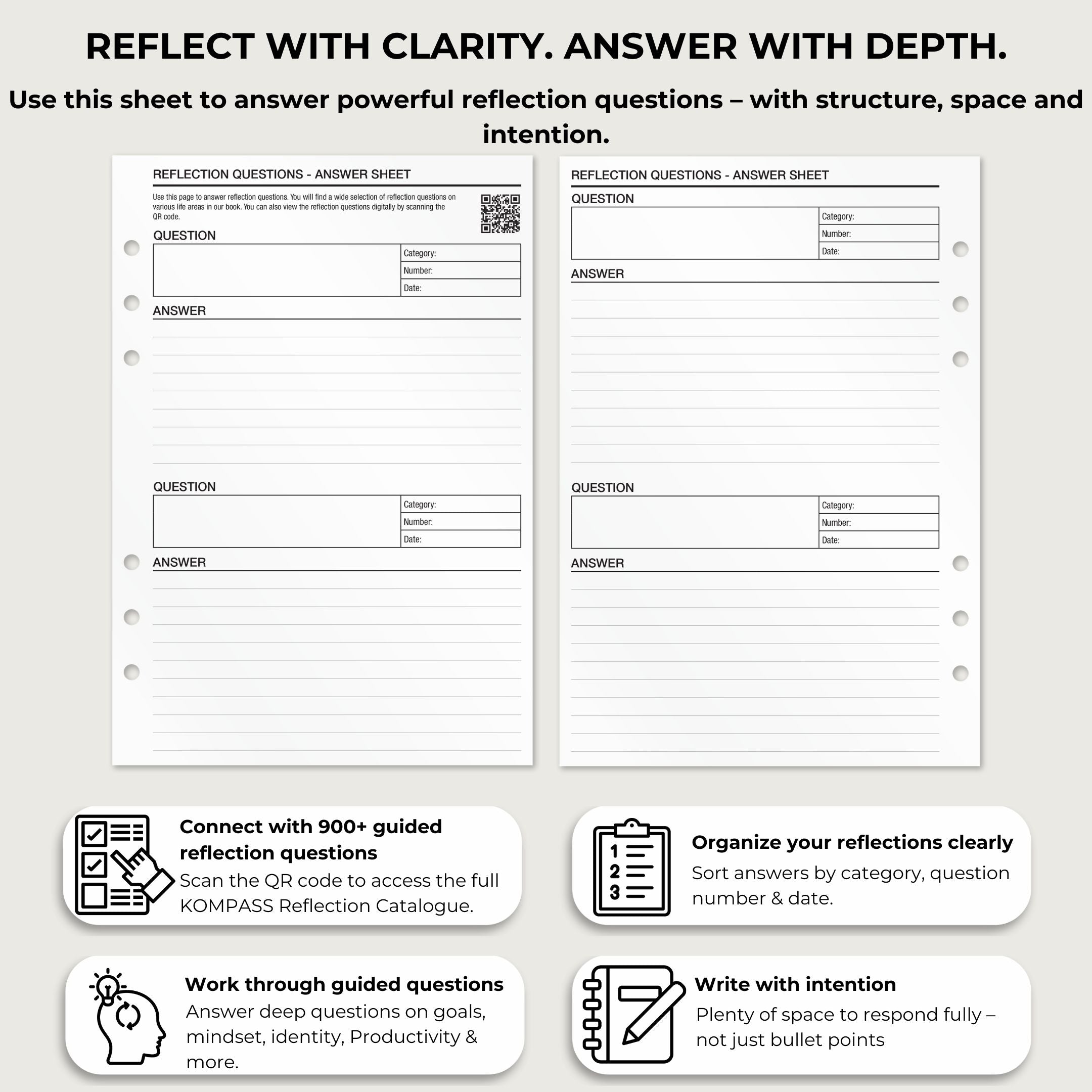 Reflection Answer Sheet - Insert Sheets (English)