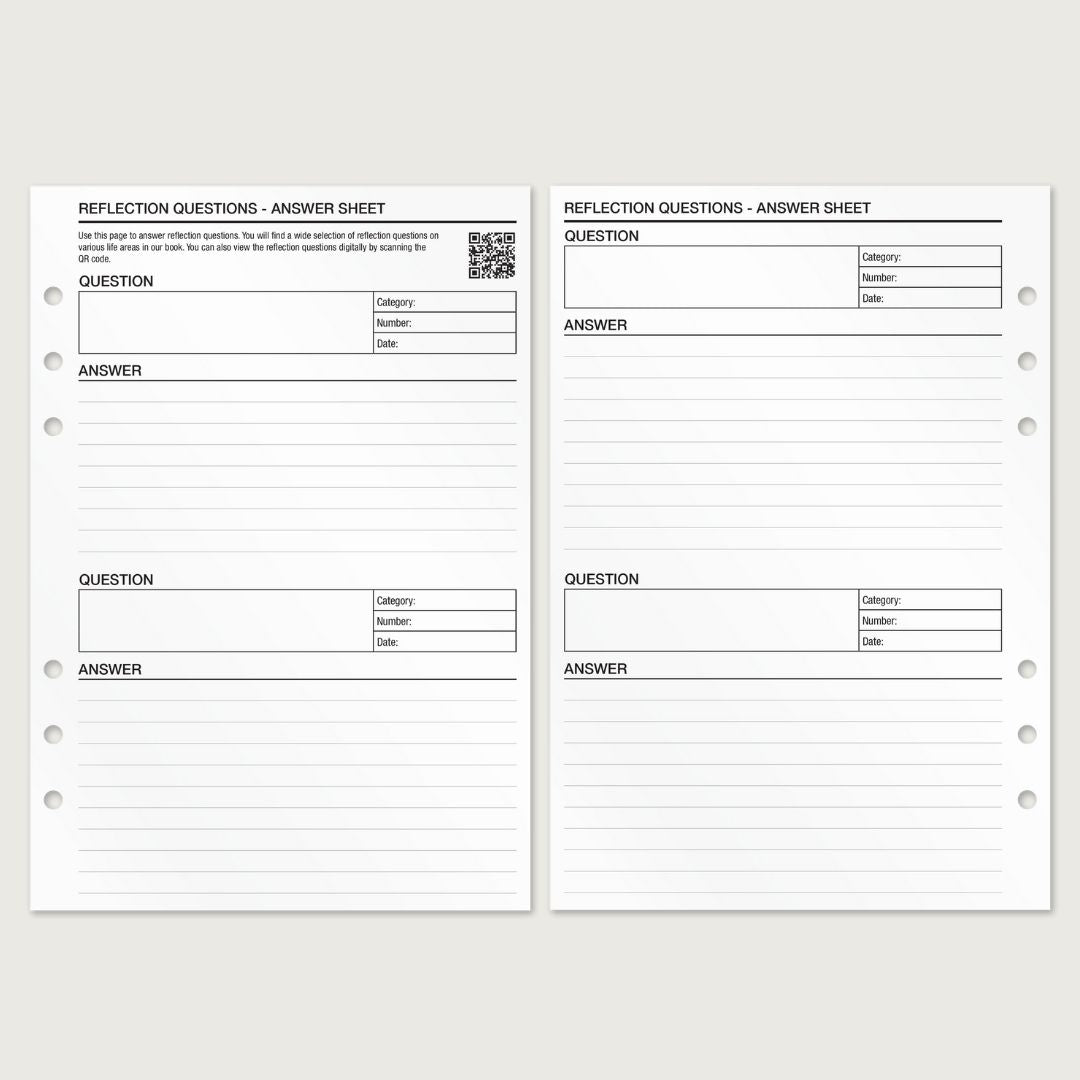 Reflection Answer Sheet - Insert Sheets (English)