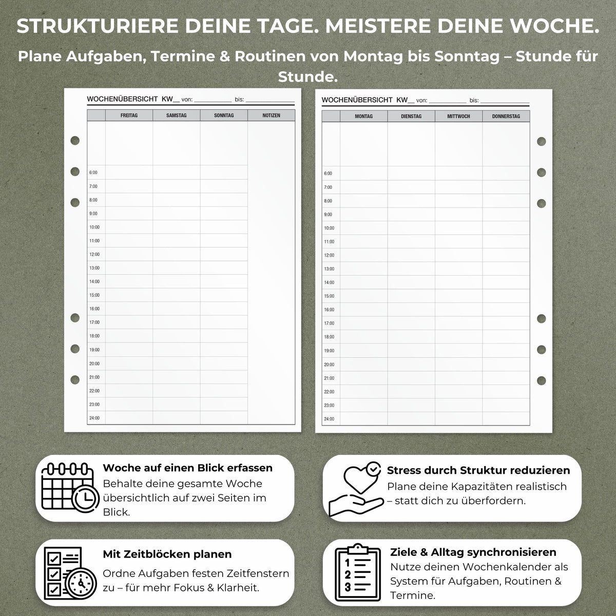 Wochenplanung - Einlagen (Deutsch)