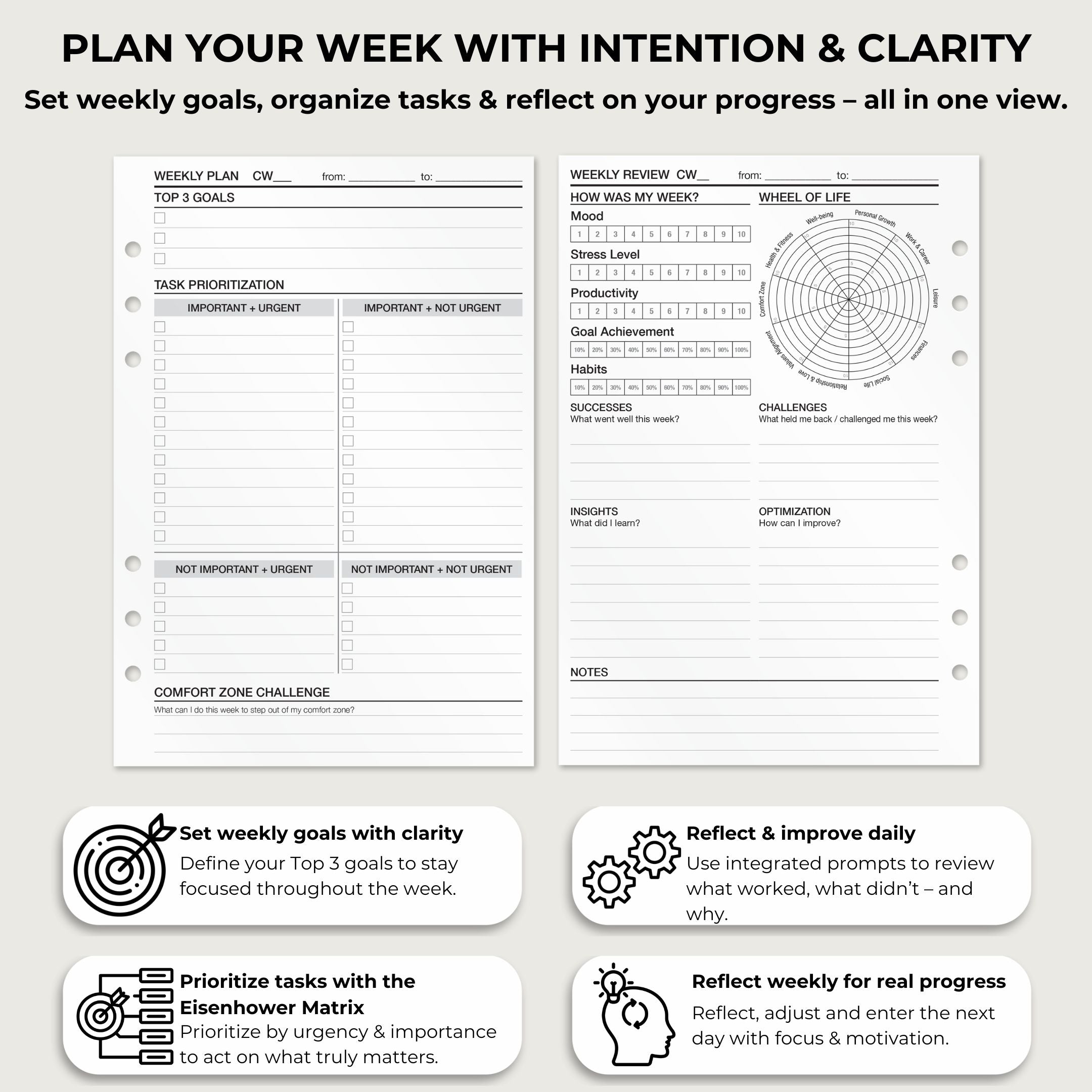 Weekly Planning - Insert Sheets (English)
