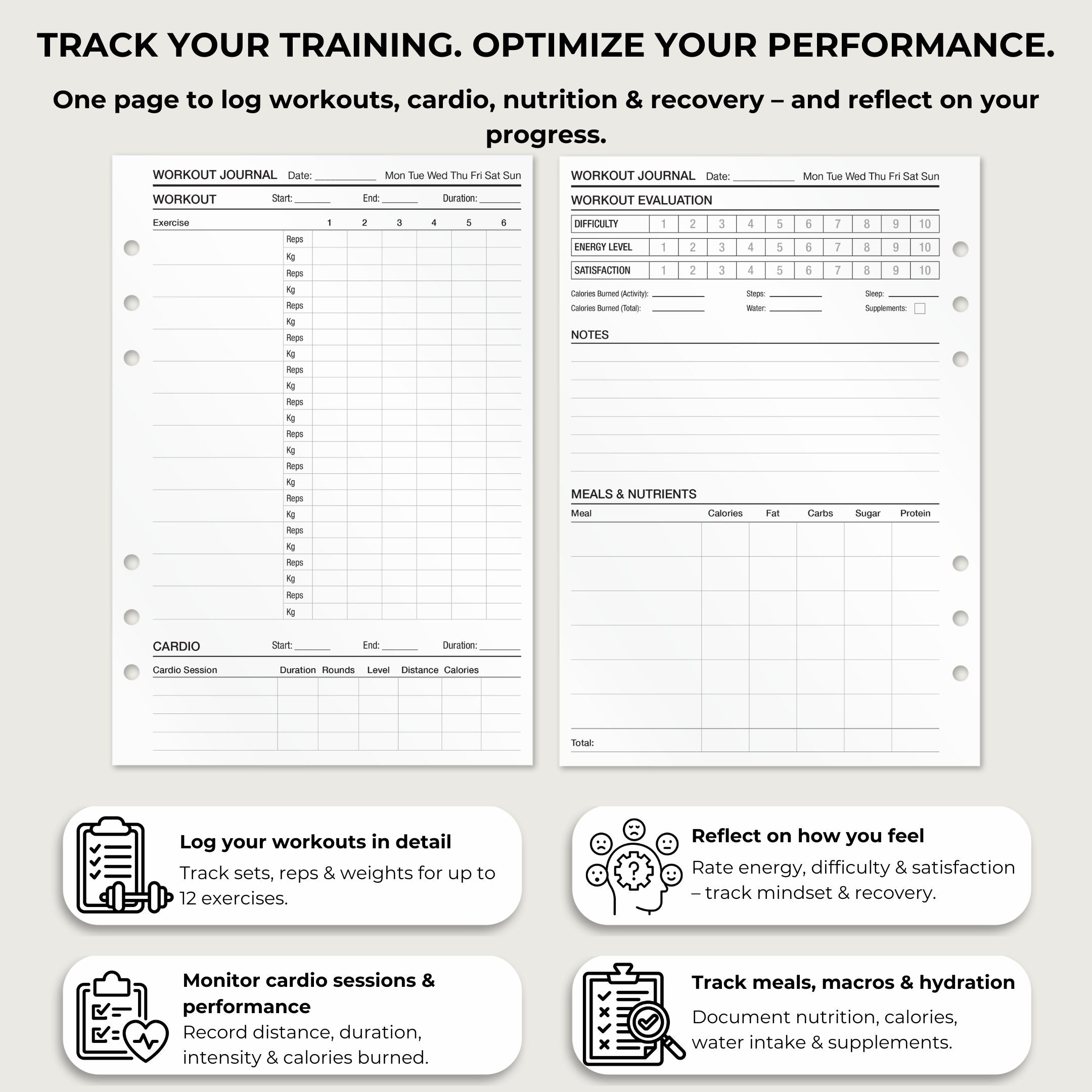 Workout Log - Insert Sheets (English)
