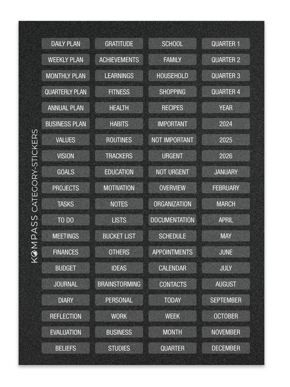 Stickerbogen (Englische Kategorien)
