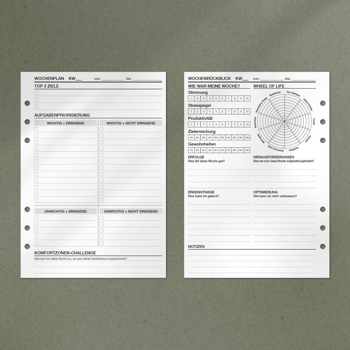 A5 Notepad - Wochenplanung inkl. Reflexion (Undatiert)