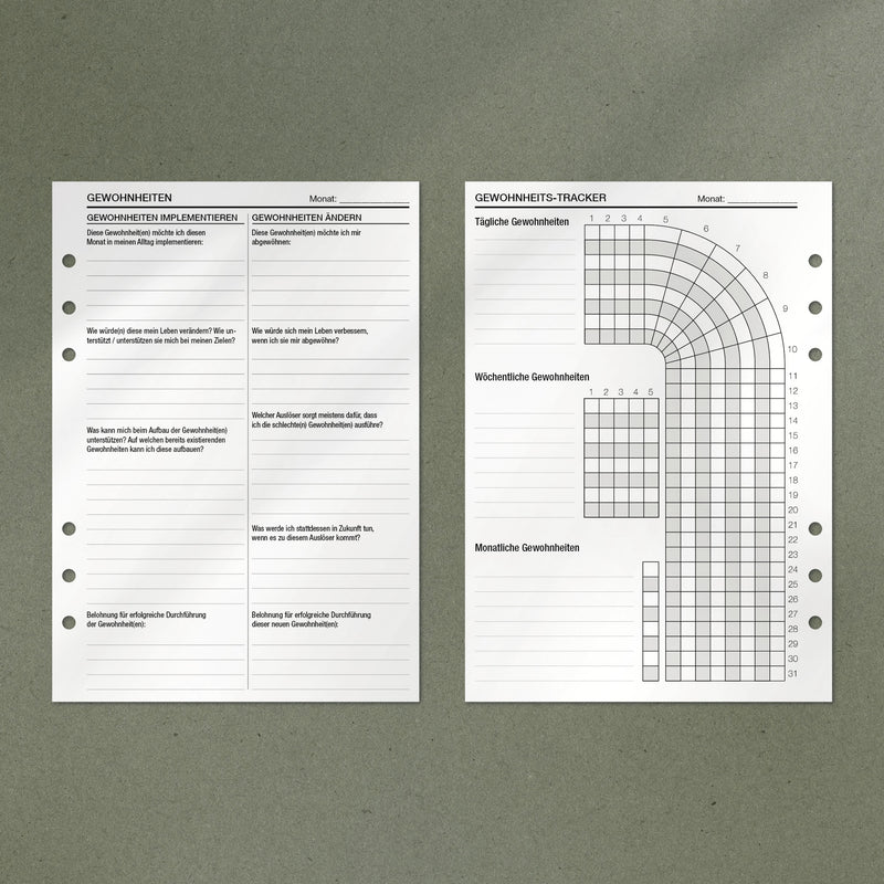 A5 Notepad - Habit Tracker (Monatlich & Jährlich)