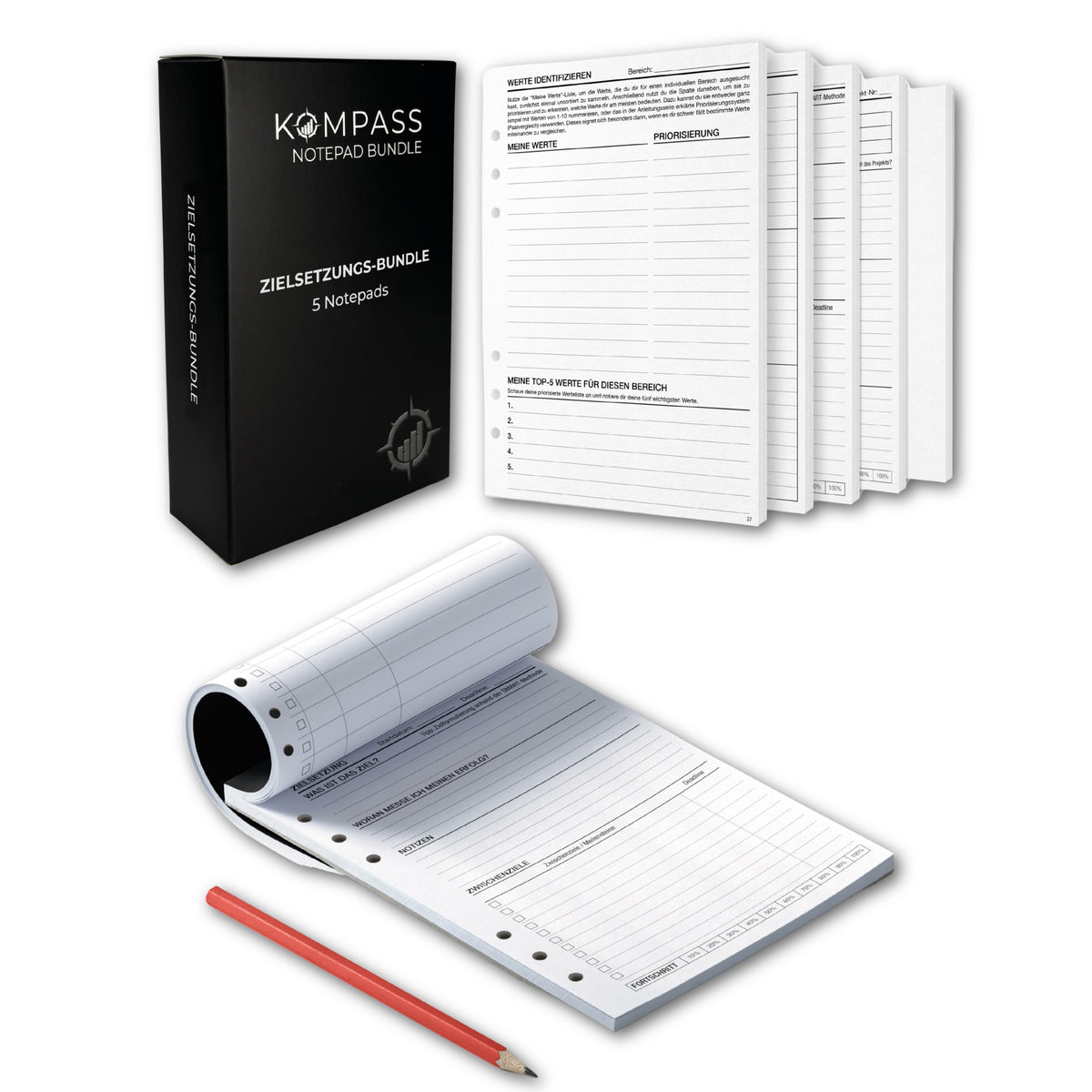 A5 Notepads - Zielsetzungs-Bundle (5 Notepads)