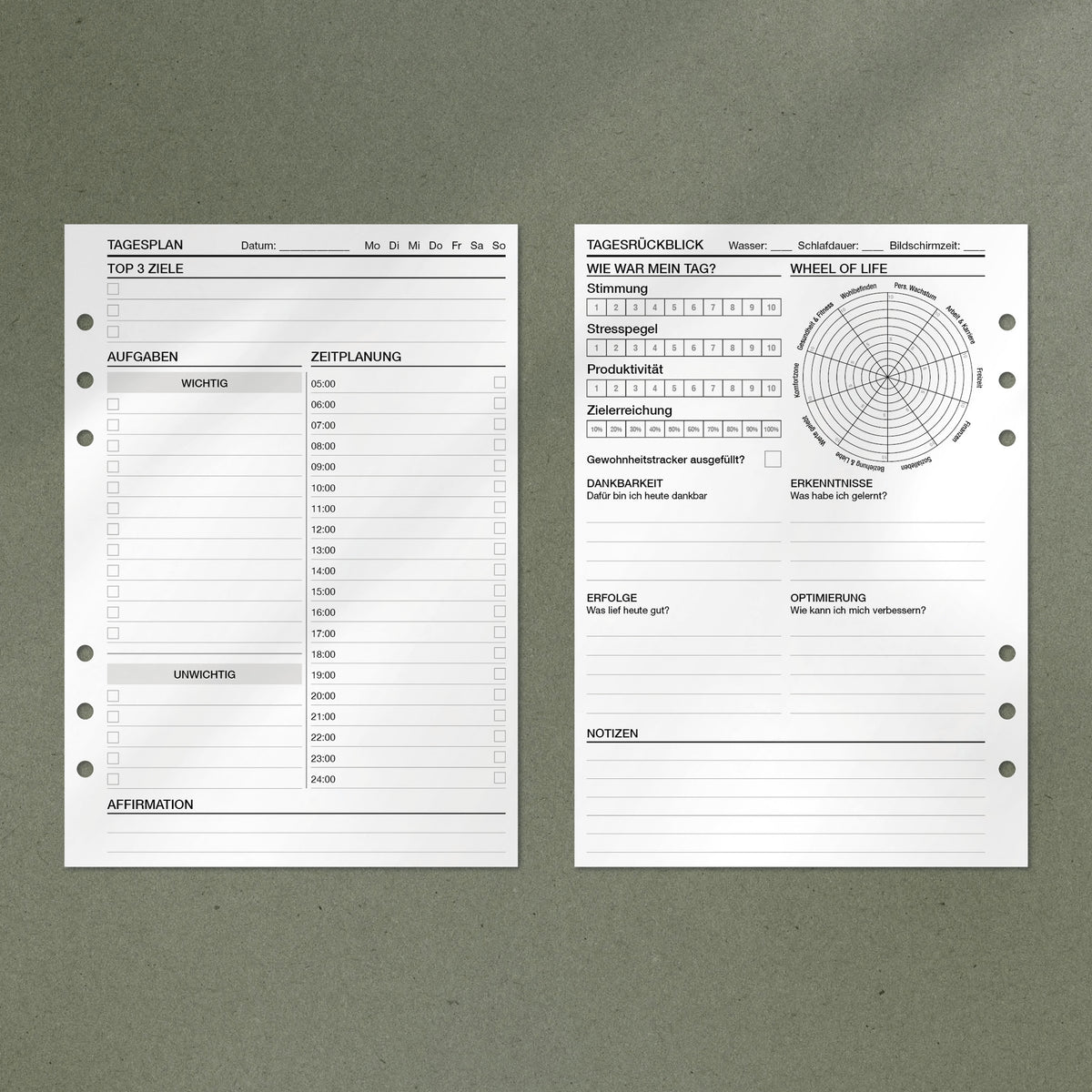 A5 Notepad - Tagesplanung (Timeboxing & Reflexion)