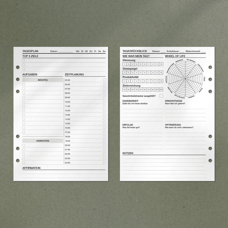 A5 Notepad - Tagesplanung (Timeboxing & Reflexion)