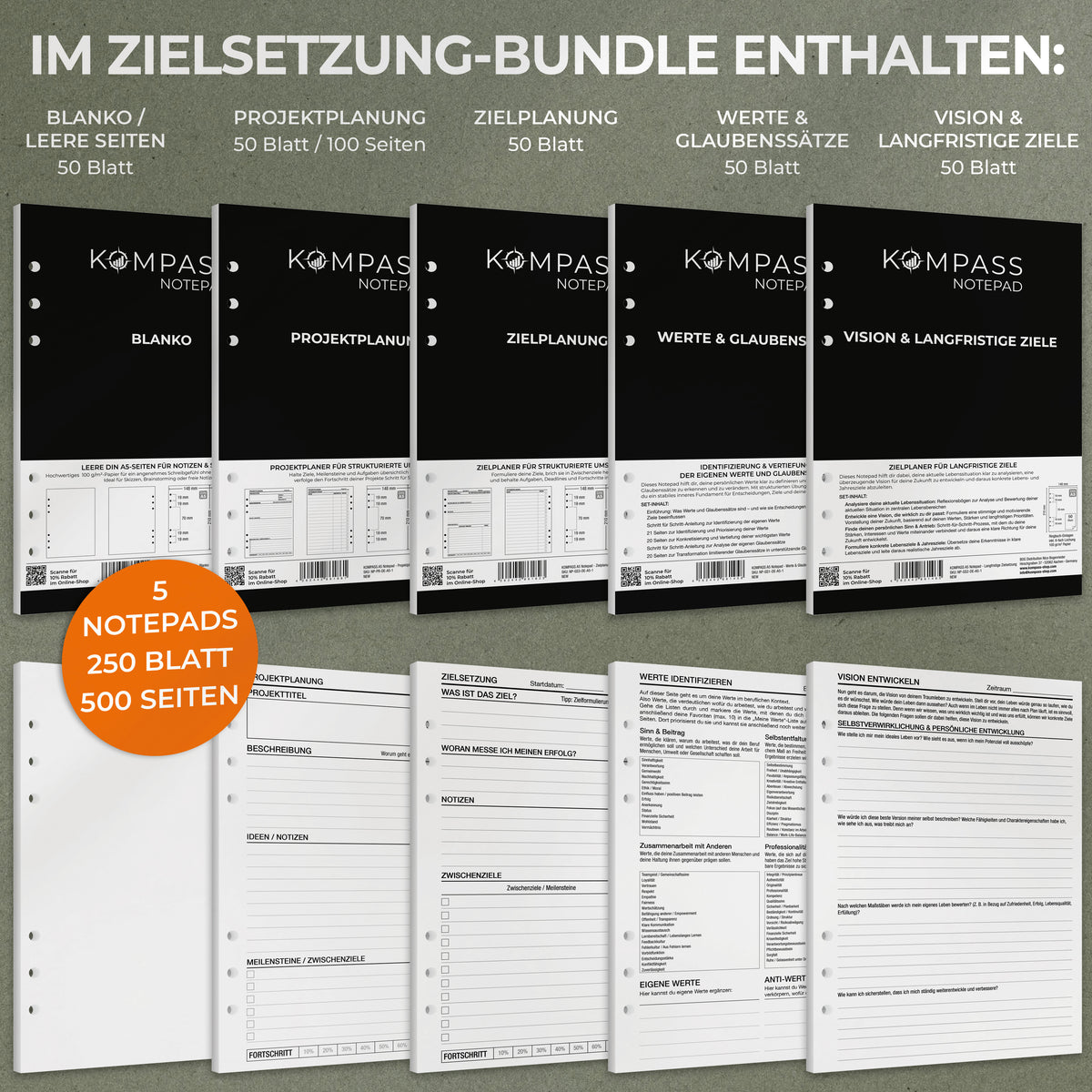 A5 Notepads - Zielsetzungs-Bundle (5 Notepads)