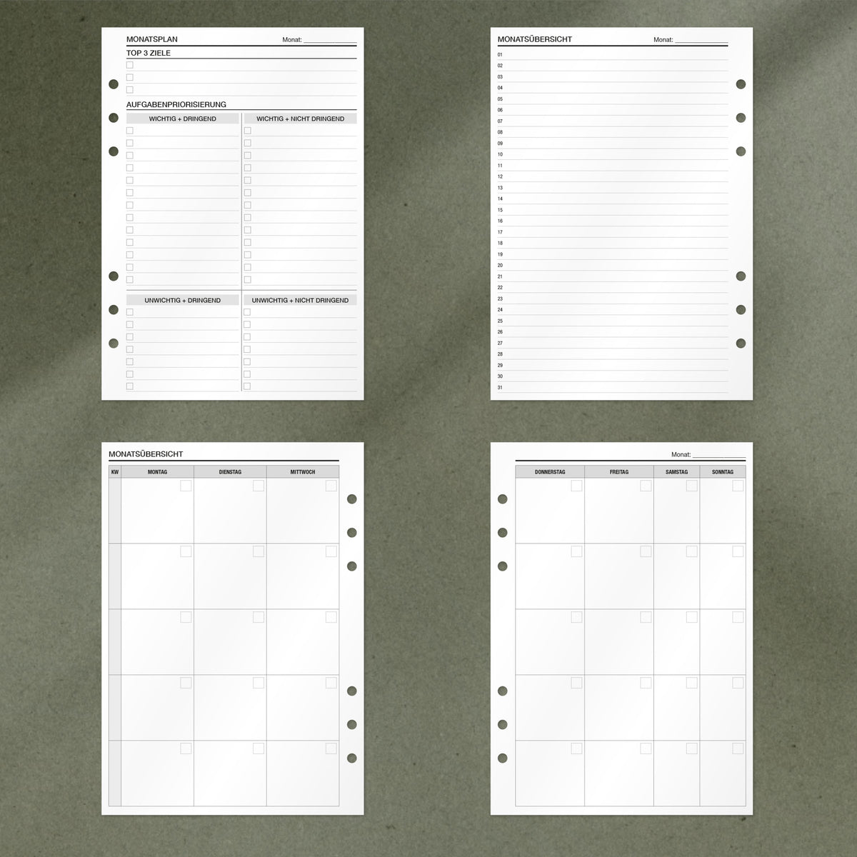 A5 Notepad - Monatsplanung (Undatiert) - Für 12 Monate