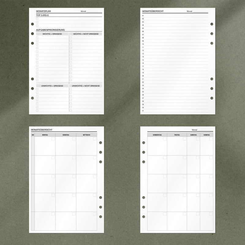 A5 Notepad - Monatsplanung (Undatiert) - Für 12 Monate