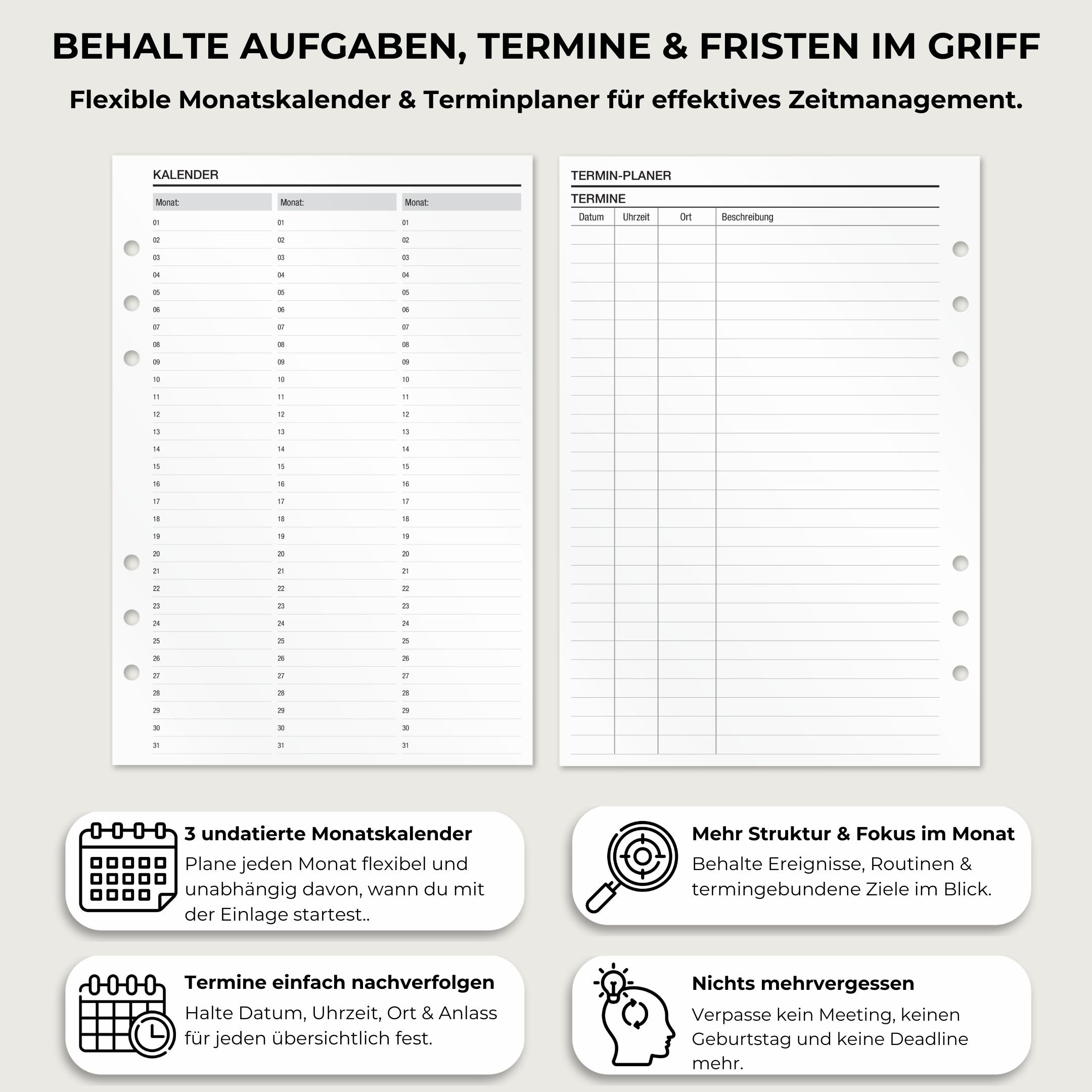 Kalender & Terminlisten - Einlagen (Deutsch)