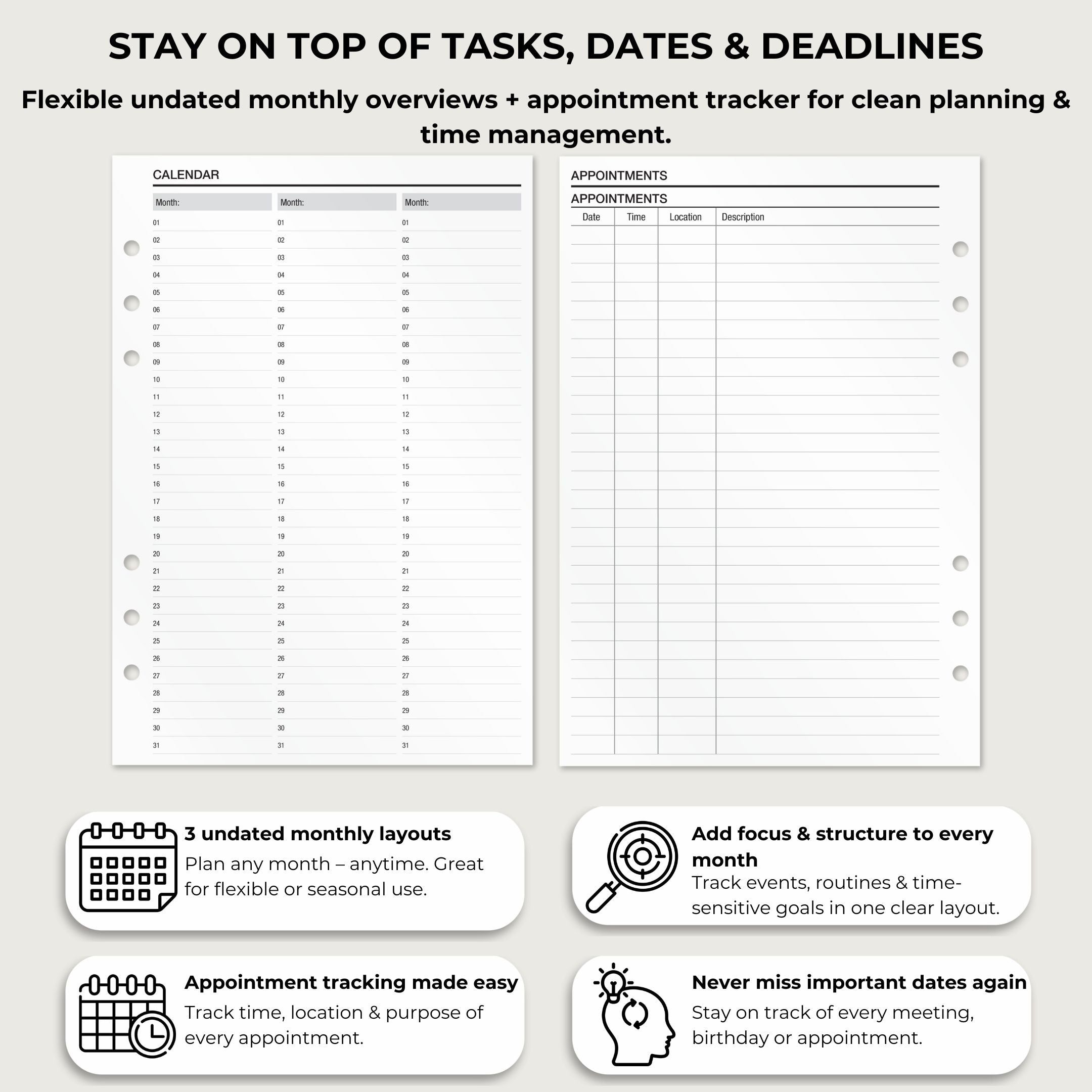 Calendar & Appointment Setting - Insert Sheets (English)