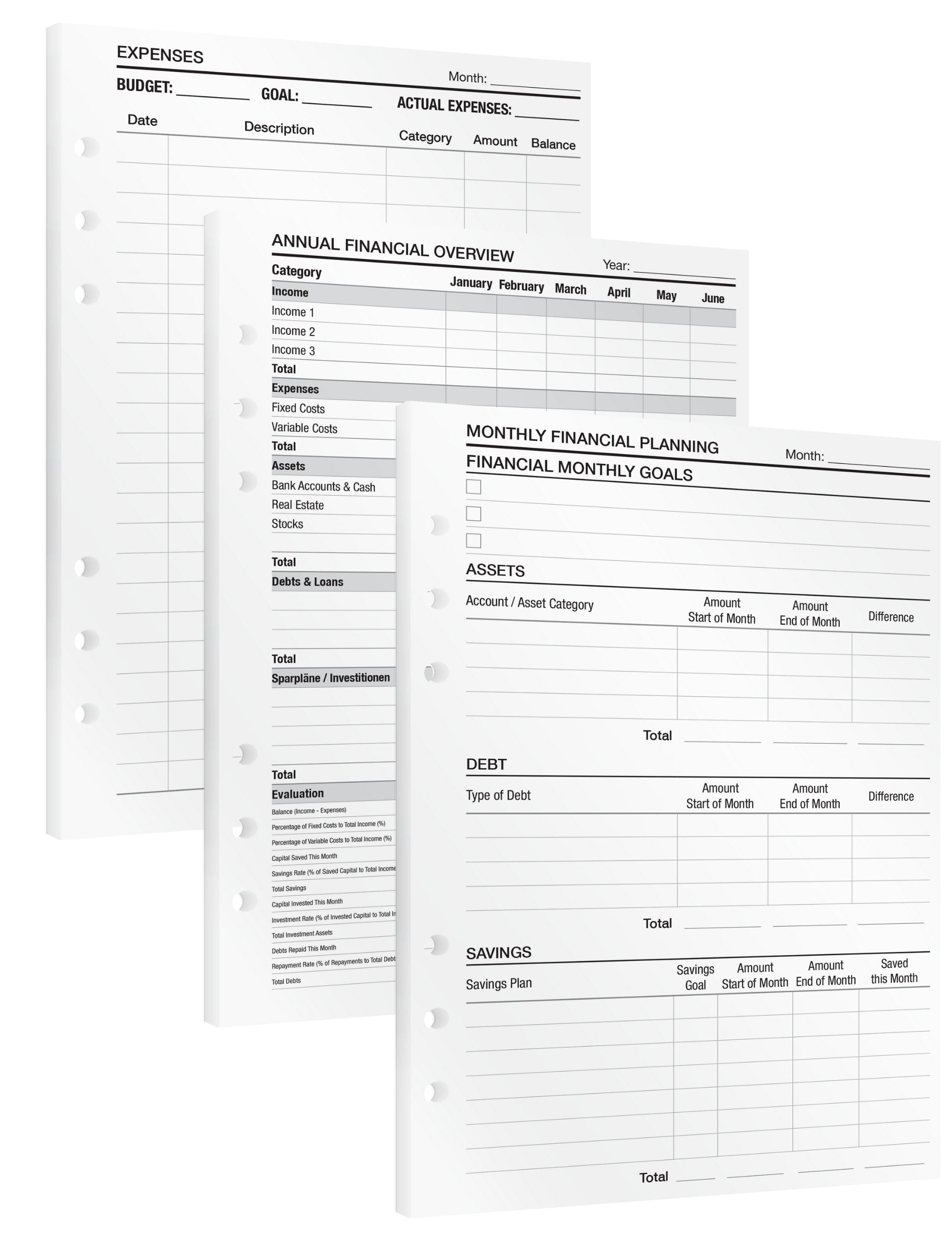 Financial Planning - Insert Sheets (English)