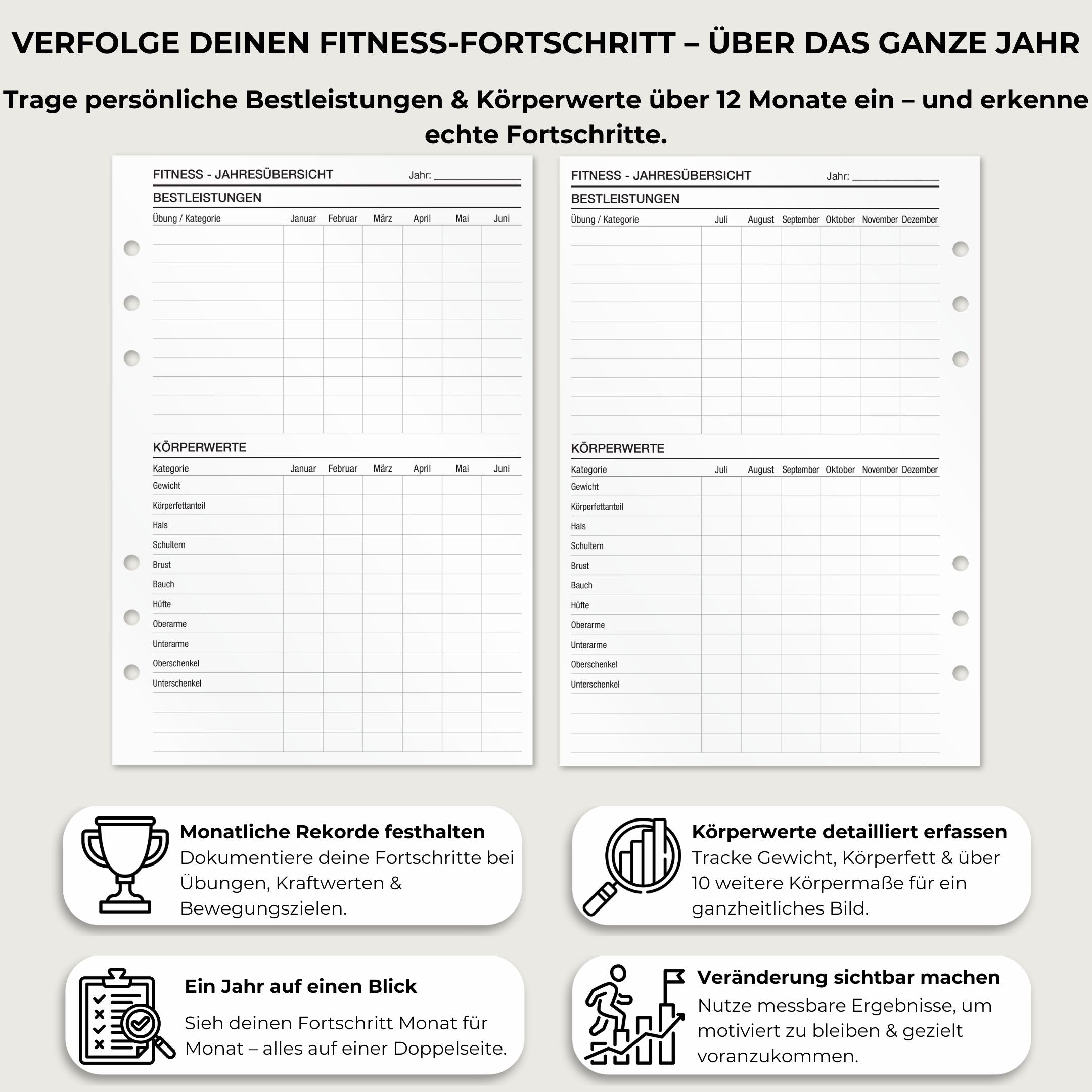 Fitnessübersicht - Einlagen (Deutsch)