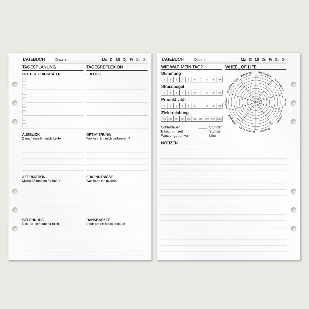Journal / Tagebuch - Einlagen (Deutsch)