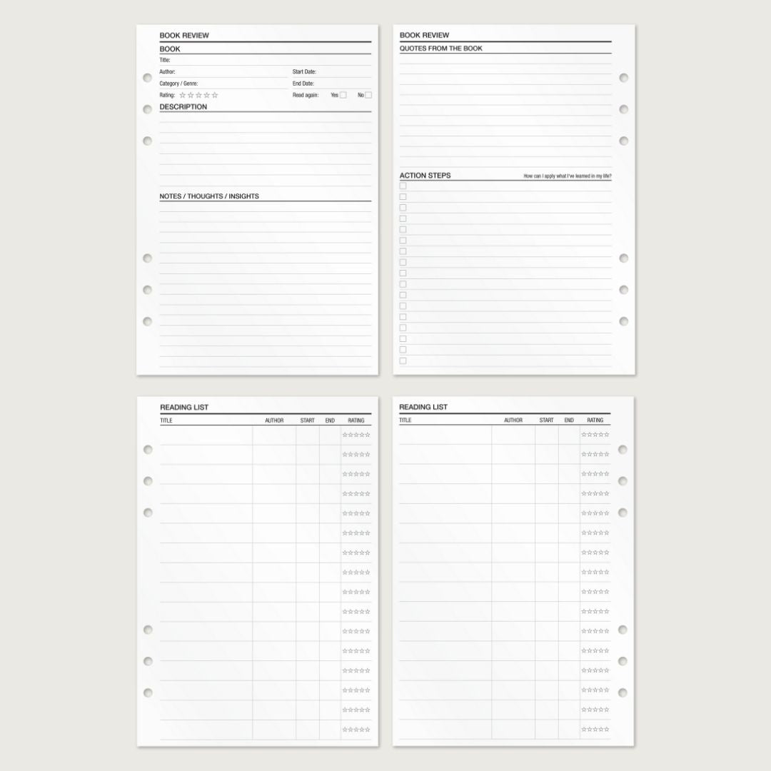 Reading Notes - Insert Sheets (English)