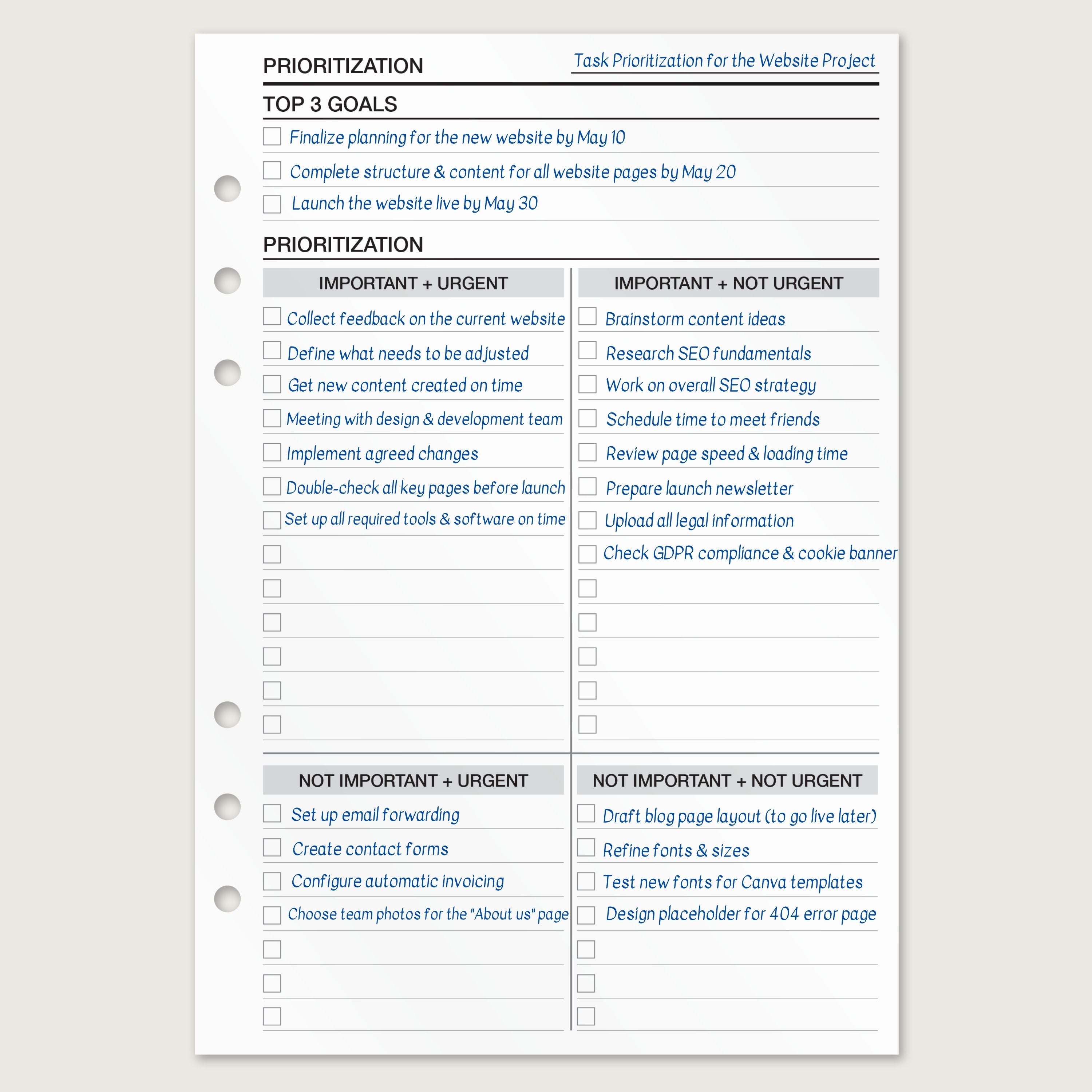 Prioritization - Insert Sheets (English)