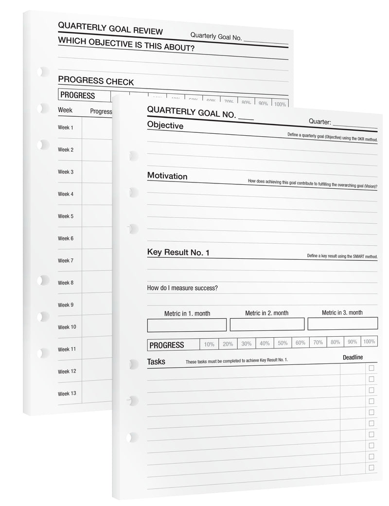 Quarterly Objectives - Insert Sheets (English)