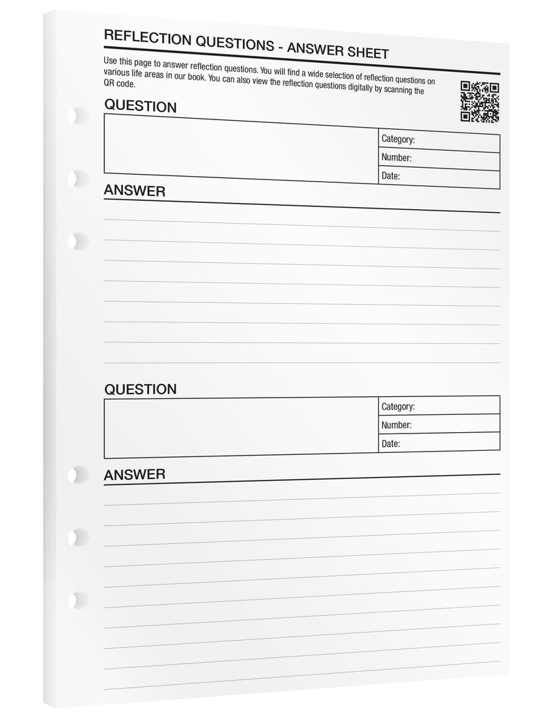 Reflection Answer Sheet - Insert Sheets (English)