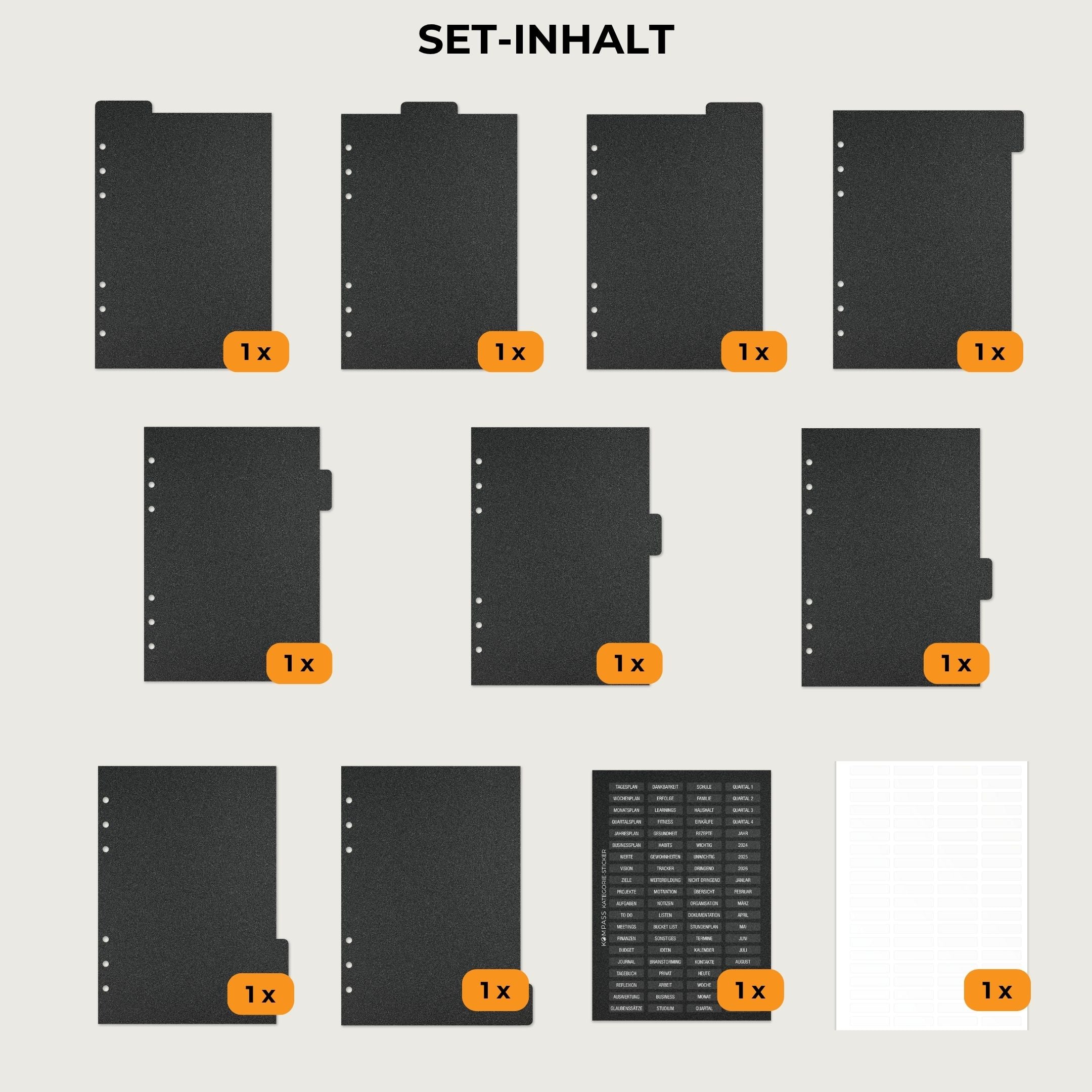 Register-Set (inkl. Sticker)