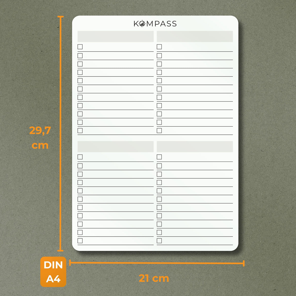 STICKY PLANNER - Anpassbare To-Do-List / Priorisierungsmatrix - A4 - 21 x 30 cm