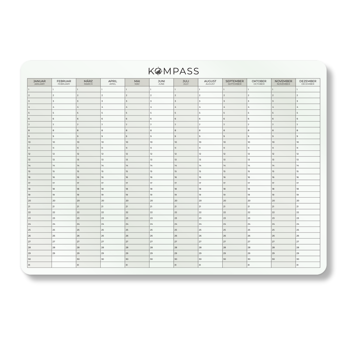 STICKY PLANNER - Jahreskalender - A2 - 42 x 60 cm - inkl. Zubehör-Set