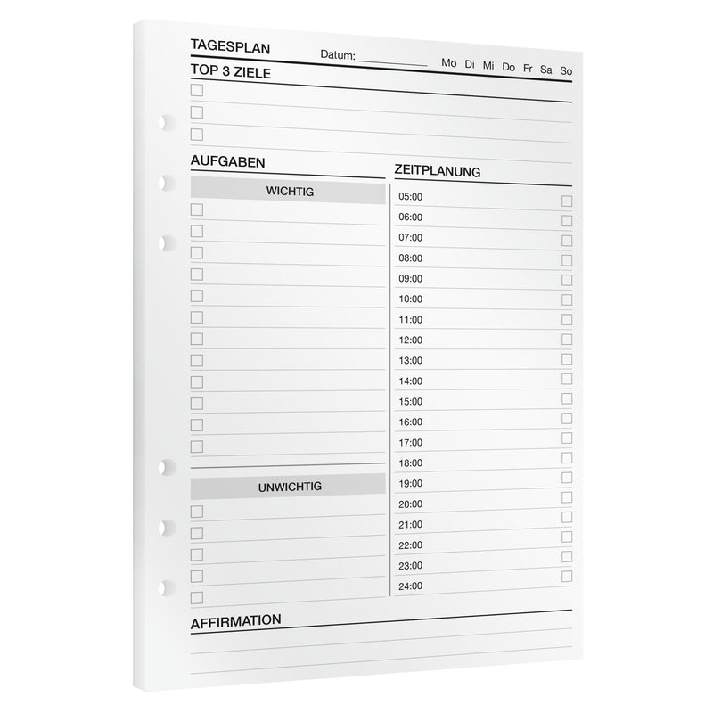 Tagesplanung (Timeboxing) - Einlagen (Deutsch)