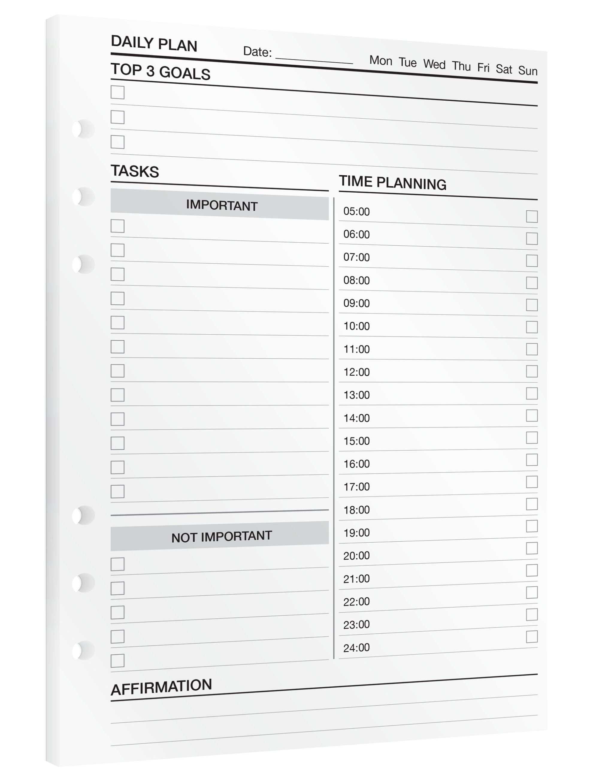 Daily Planning - Timeboxing - Insert Sheets (English)
