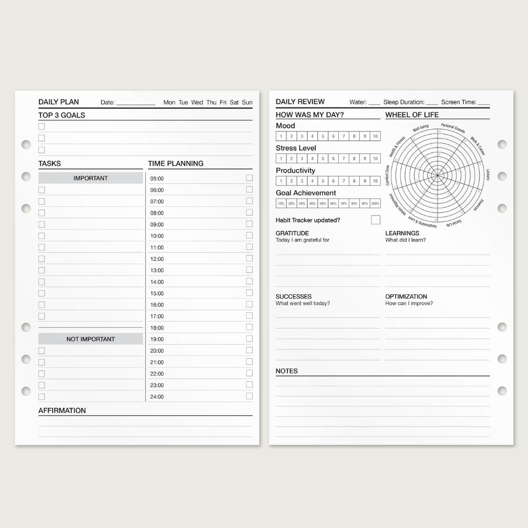 Daily Planning - Timeboxing - Insert Sheets (English)
