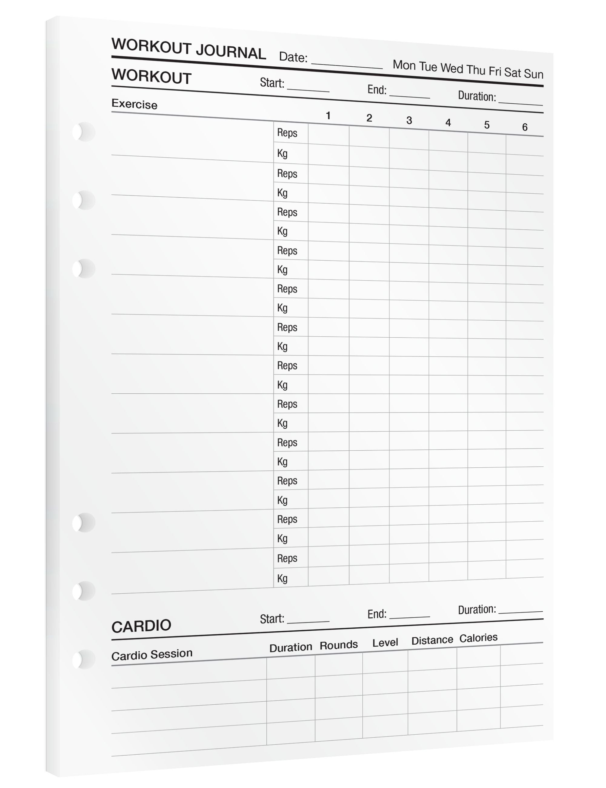 Workout Log - Insert Sheets (English)