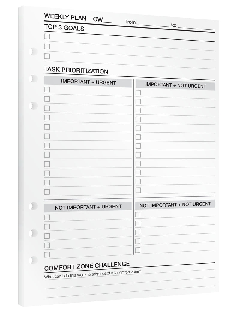 Weekly Planning - Insert Sheets (English)